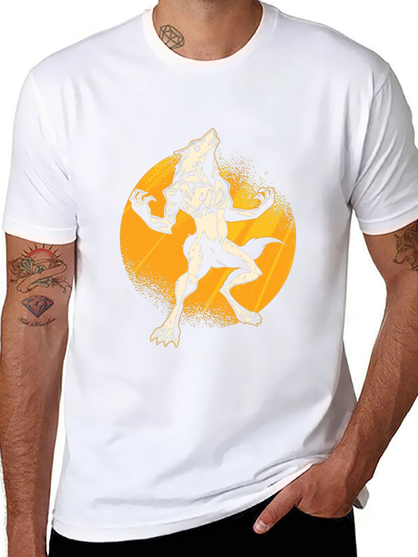 Werewolf Moon Graphic Tee - Black Cotton T-Shirt
