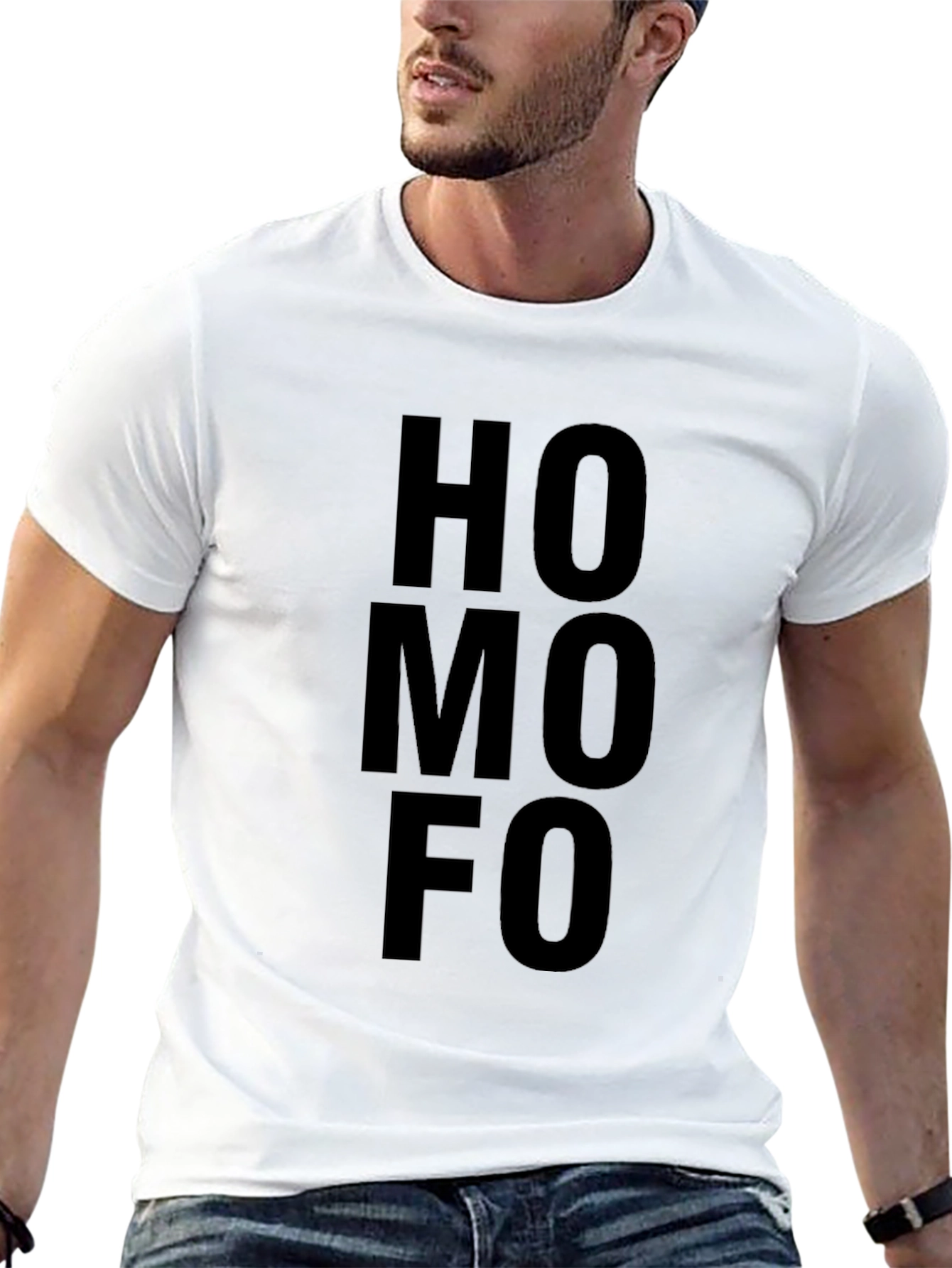 Humorous HOMO FO Graphic Black T-Shirt