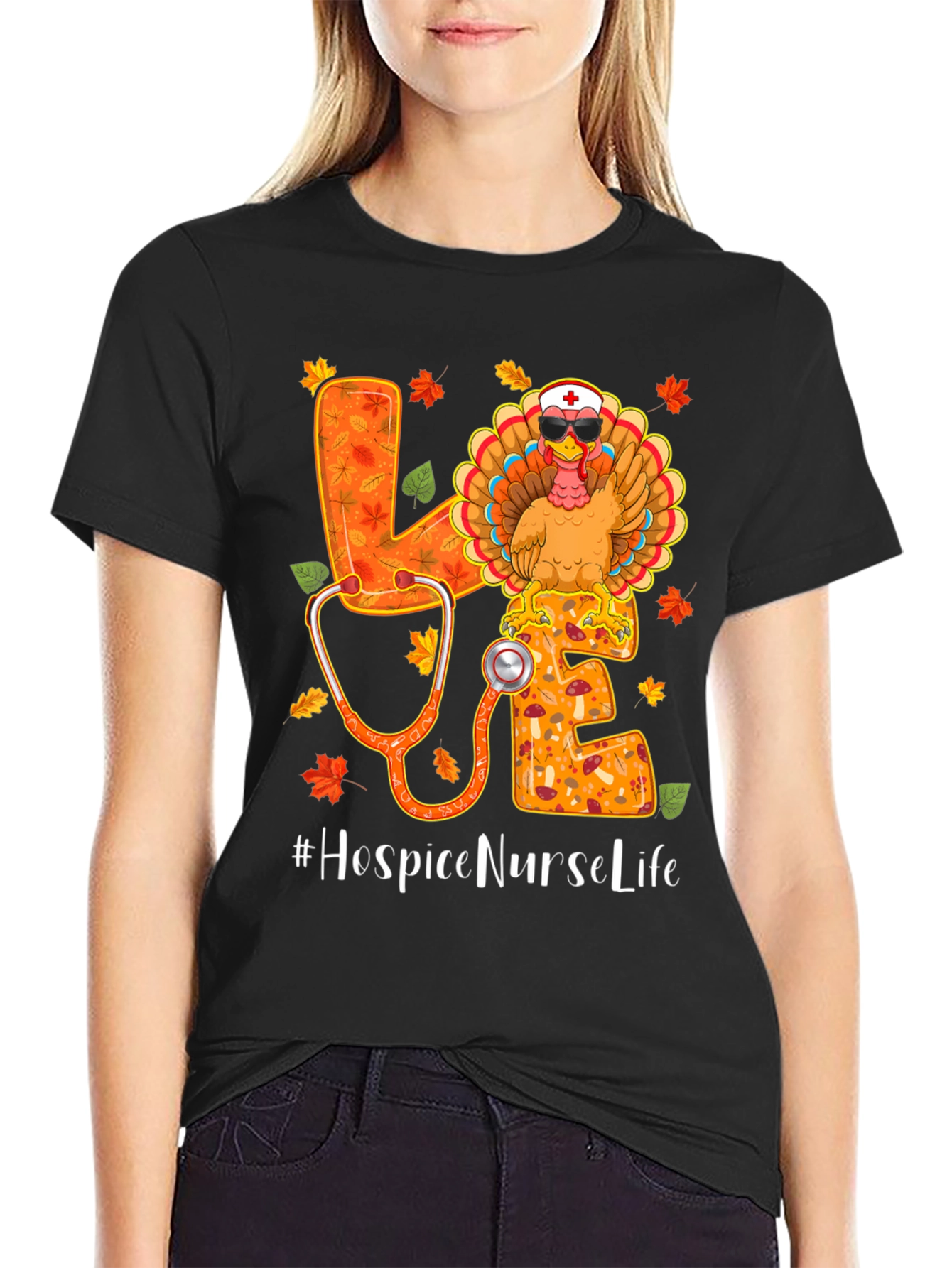 Hospice Nurse Life Thanksgiving Turkey T-Shirt