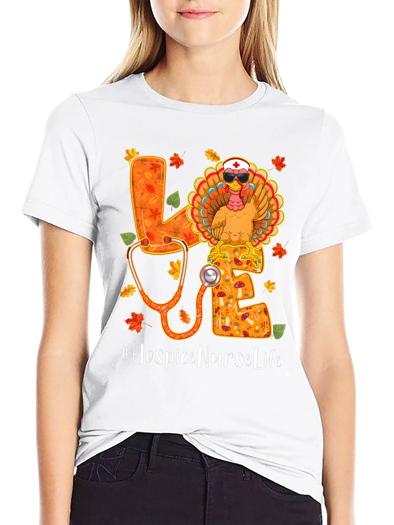 Hospice Nurse Life Thanksgiving Turkey T-Shirt