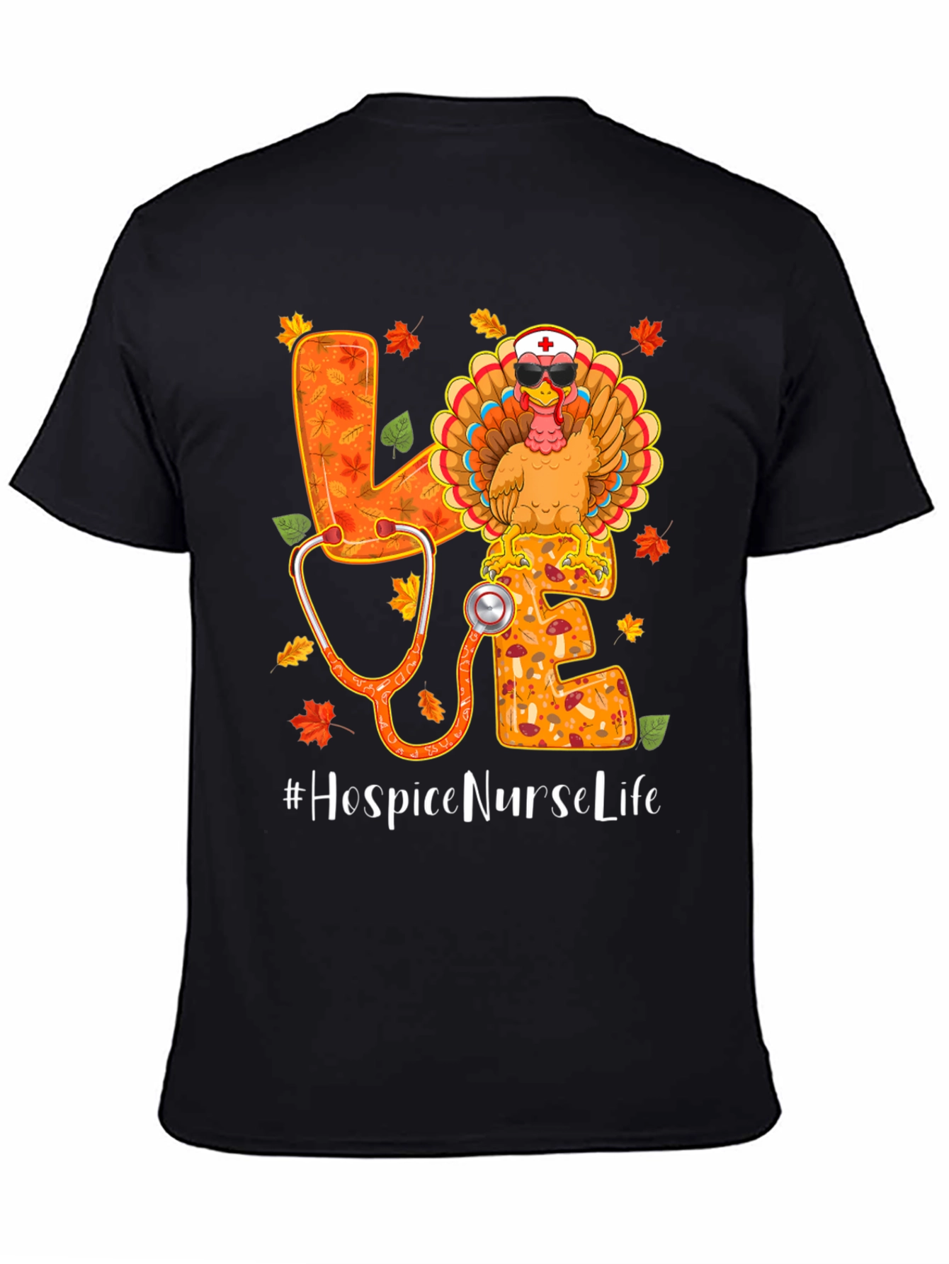 Hospice Nurse Life Thanksgiving Turkey T-Shirt