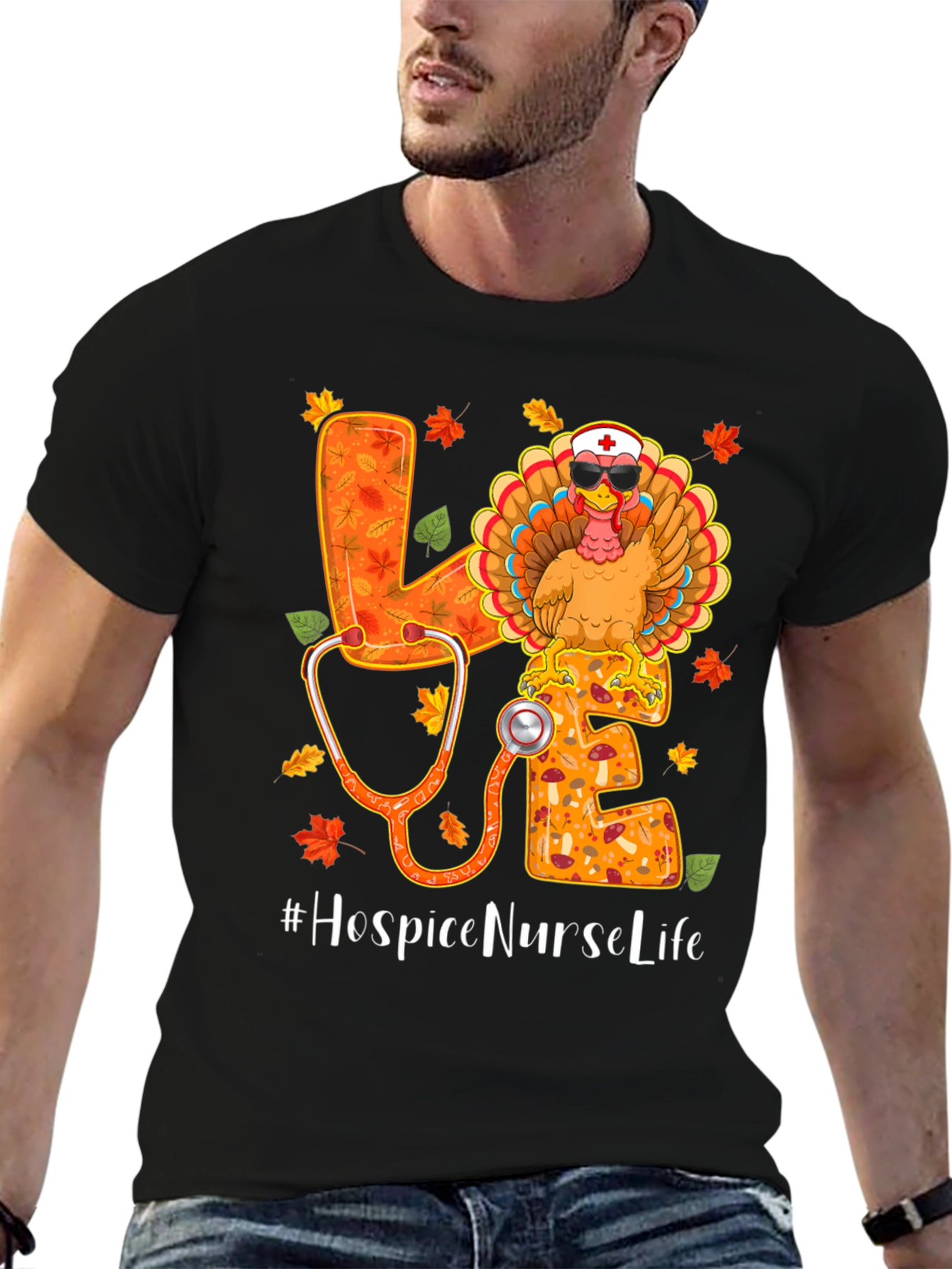 Hospice Nurse Life Thanksgiving Turkey T-Shirt