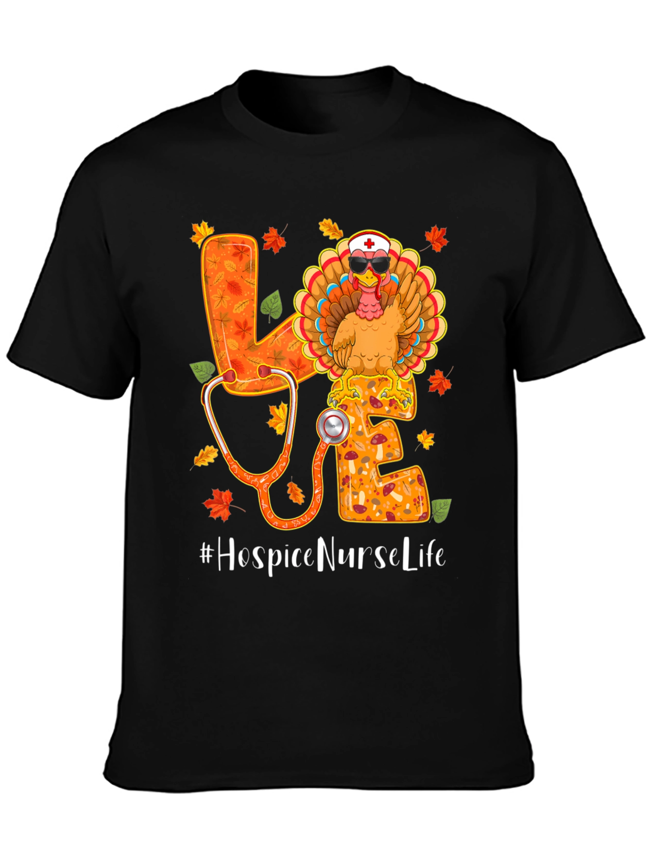Hospice Nurse Life Thanksgiving Turkey T-Shirt