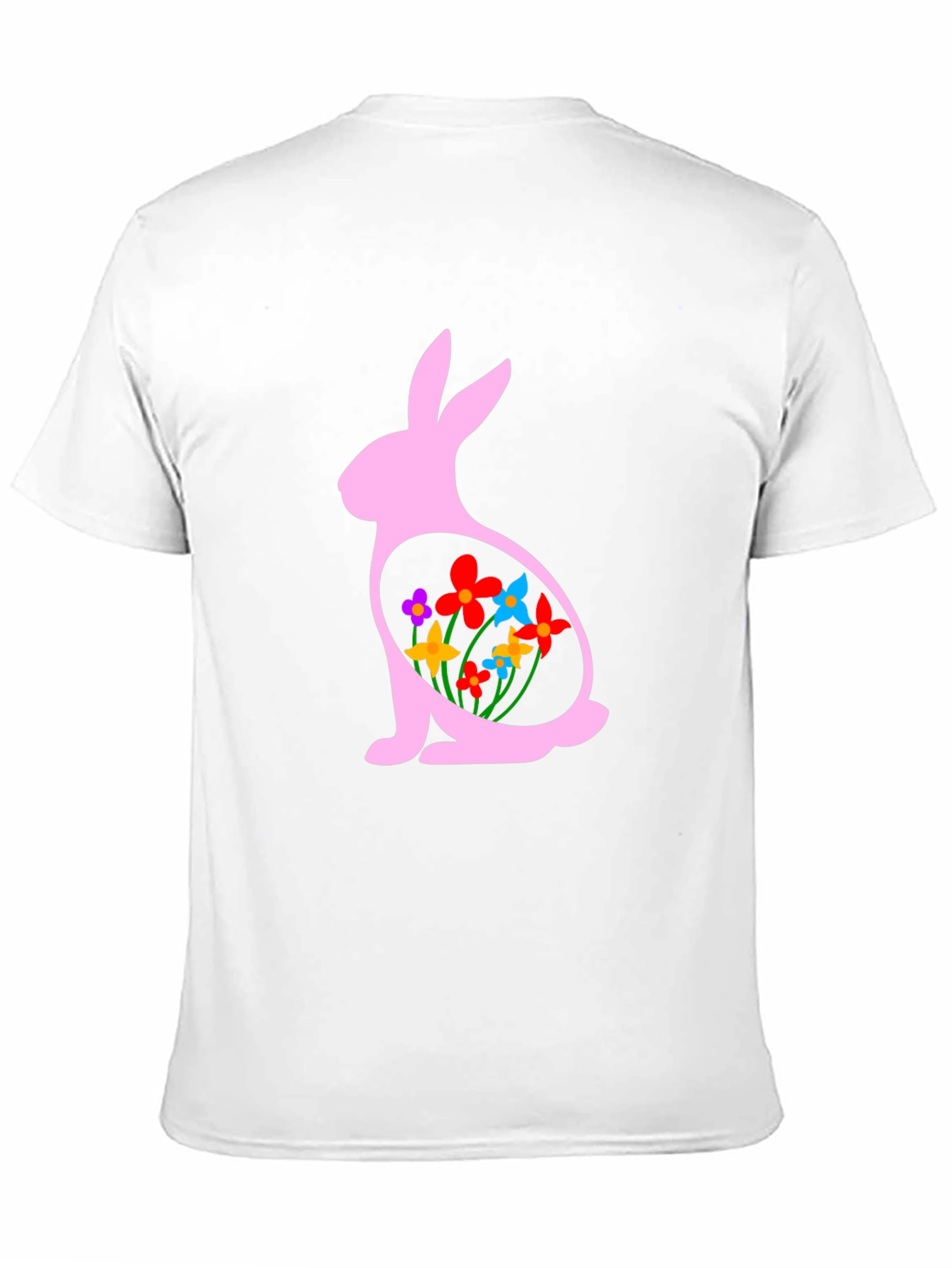 Easter Bunny Flowers Black T-Shirt