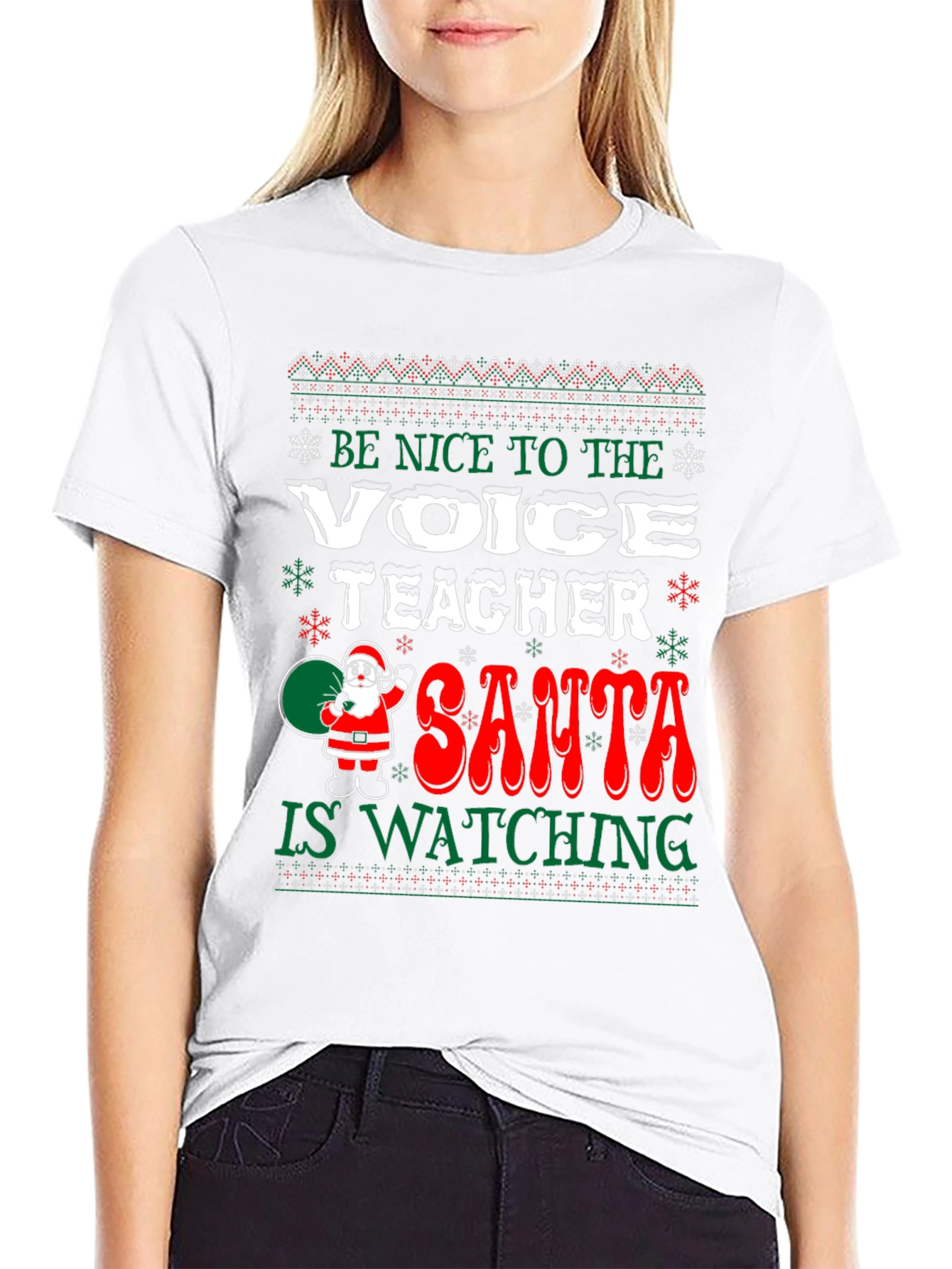 Be Nice To The Voice Teacher Christmas T-Shirt