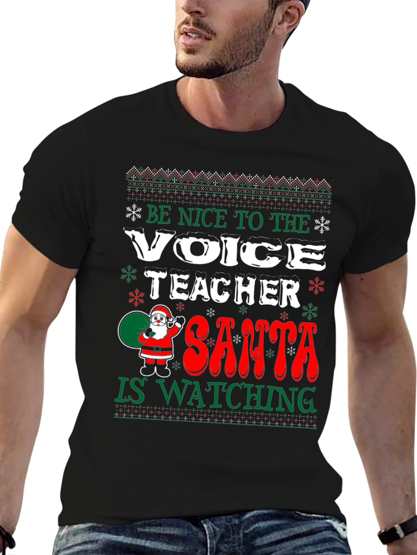 Be Nice To The Voice Teacher Christmas T-Shirt
