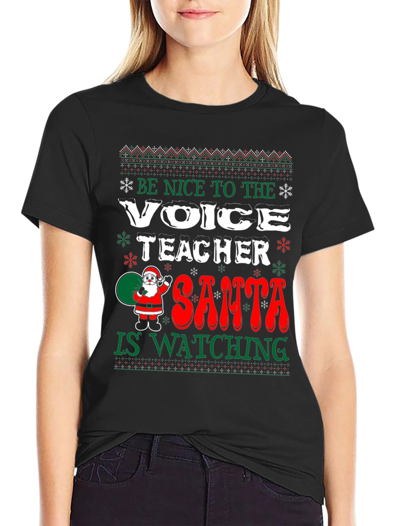 Be Nice To The Voice Teacher Christmas T-Shirt