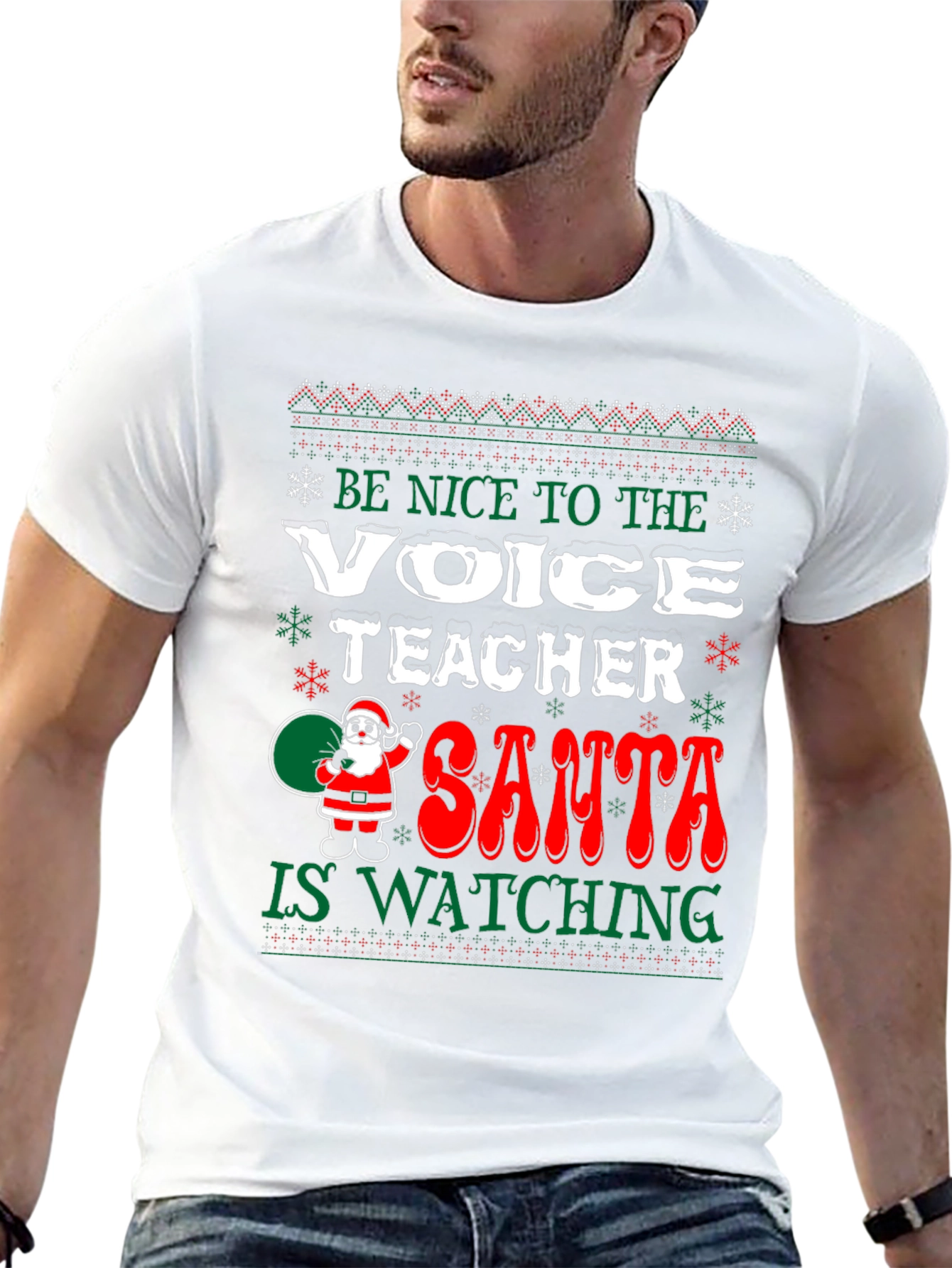 Be Nice To The Voice Teacher Christmas T-Shirt