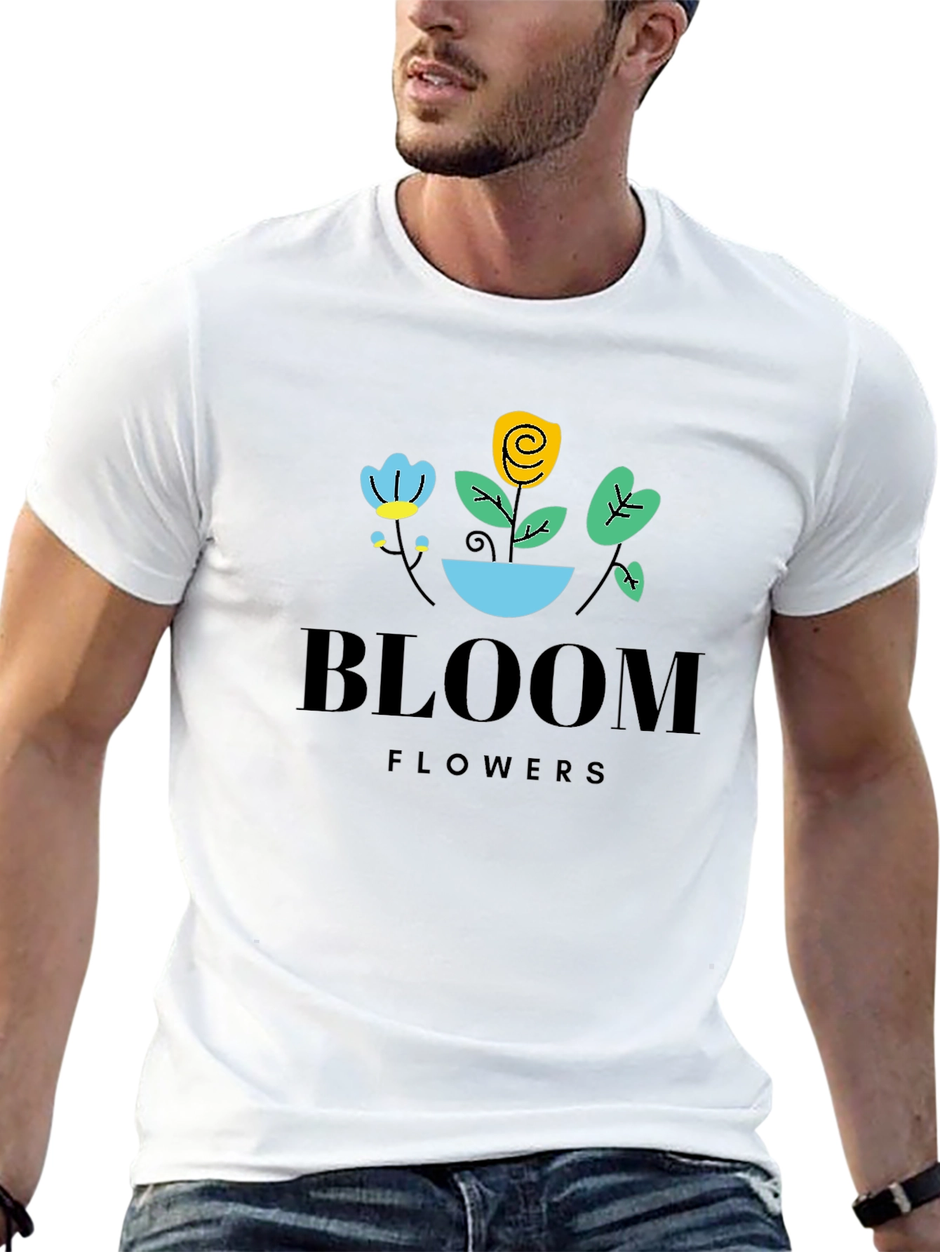 Bloom Flowers Graphic Tee - Unisex Black T-Shirt