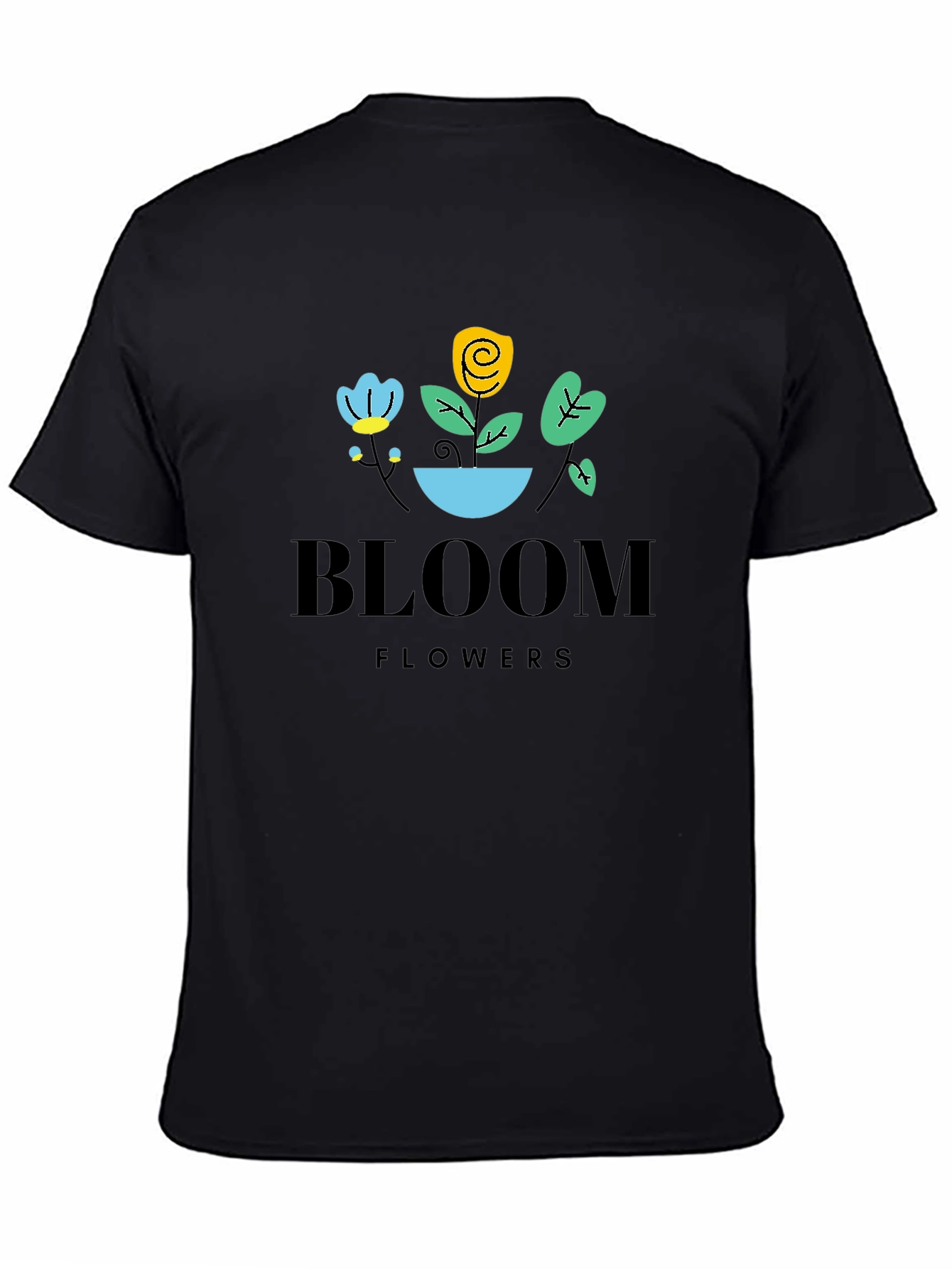 Bloom Flowers Graphic Tee - Unisex Black T-Shirt