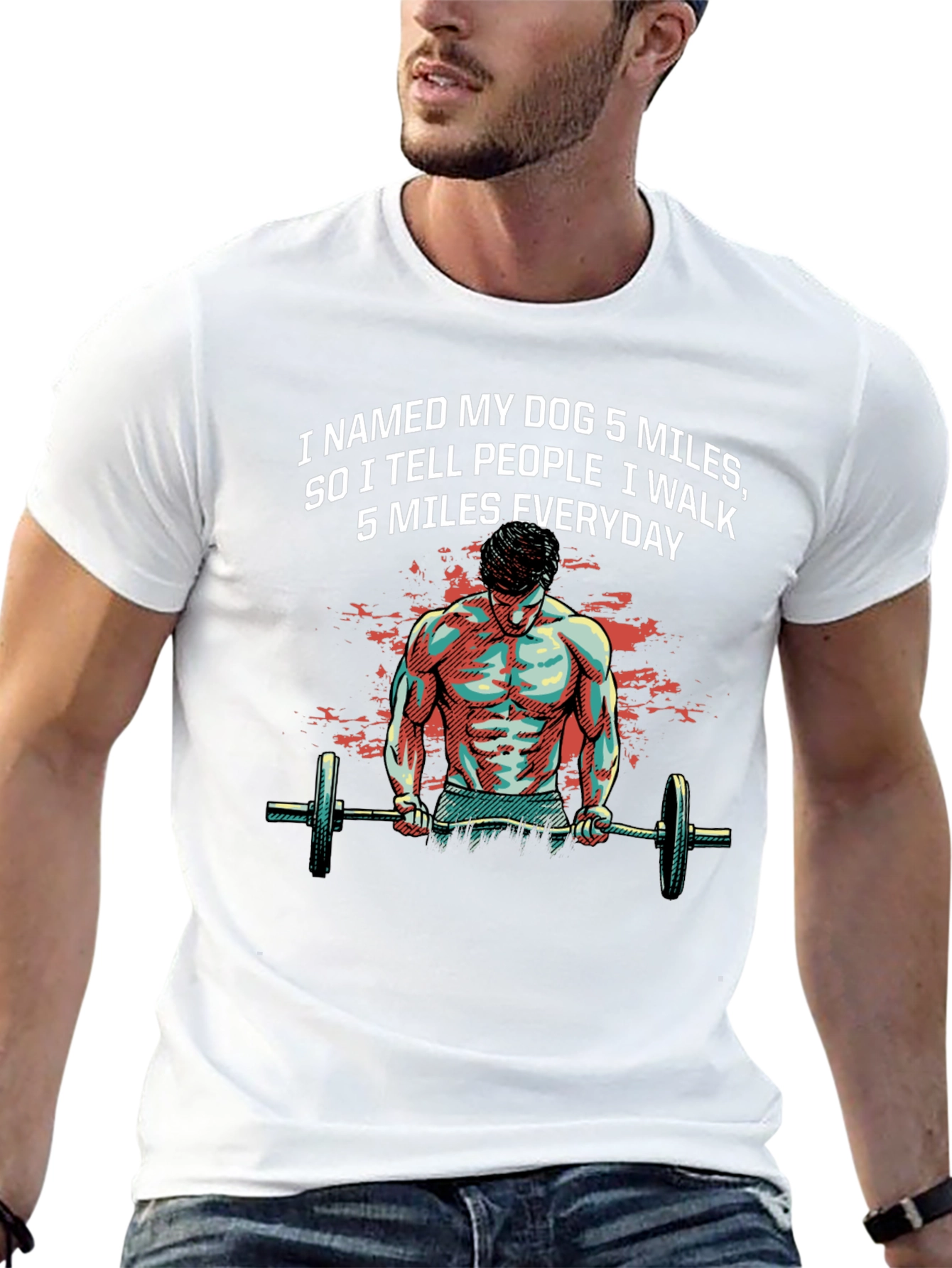 Dog Miles T-Shirt: Gym Humor Tee