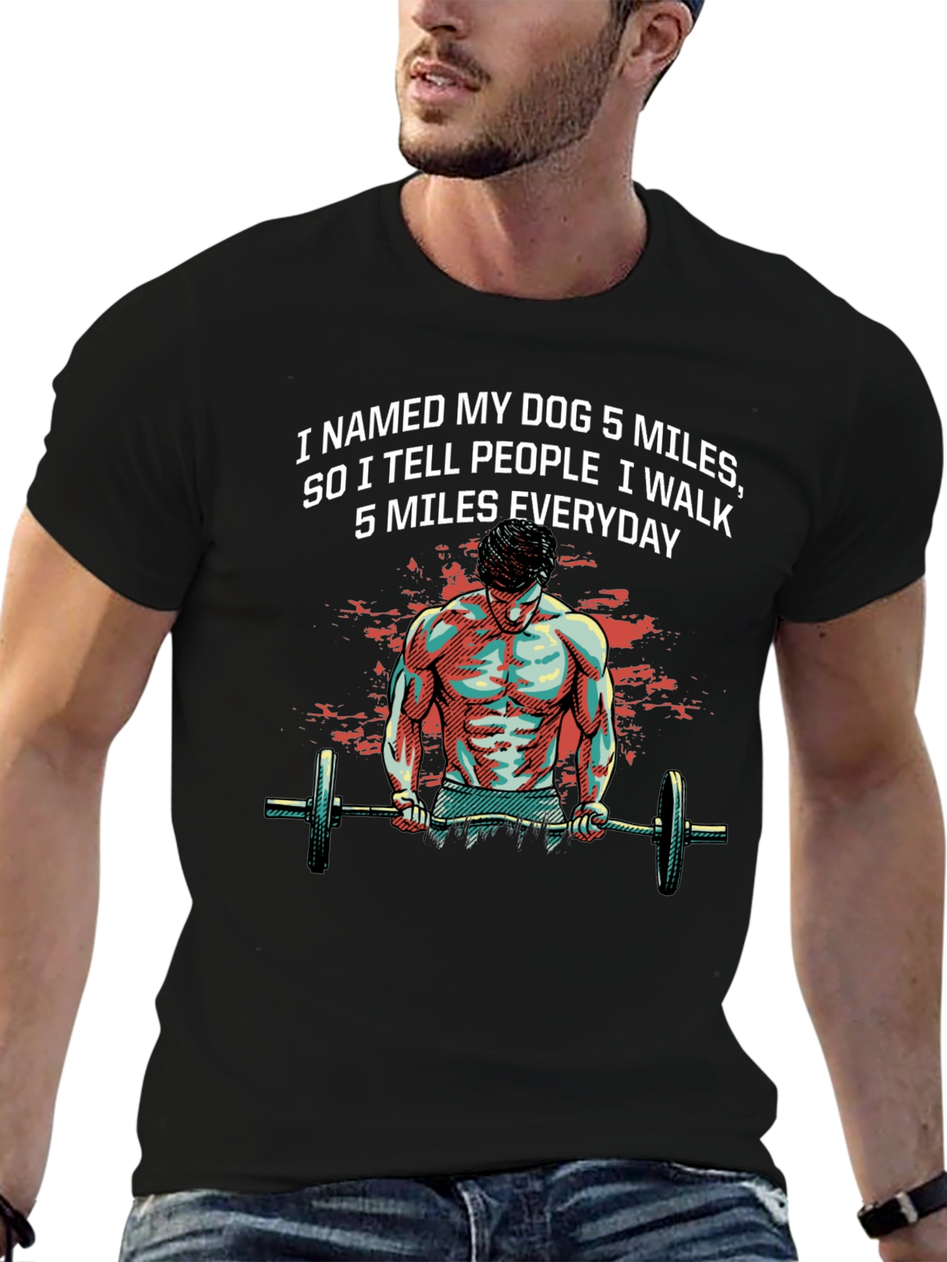 Dog Miles T-Shirt: Gym Humor Tee