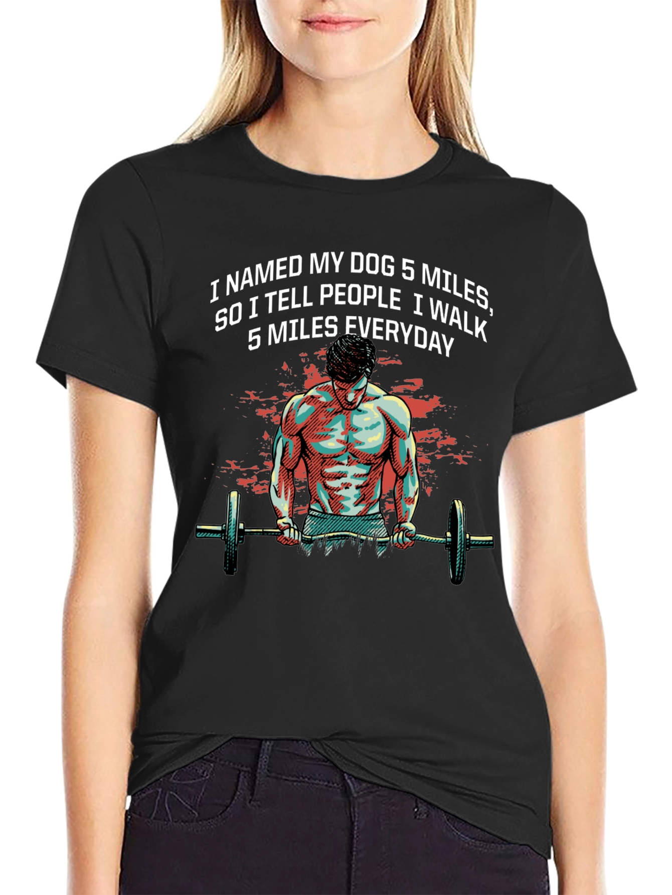 Dog Miles T-Shirt: Gym Humor Tee