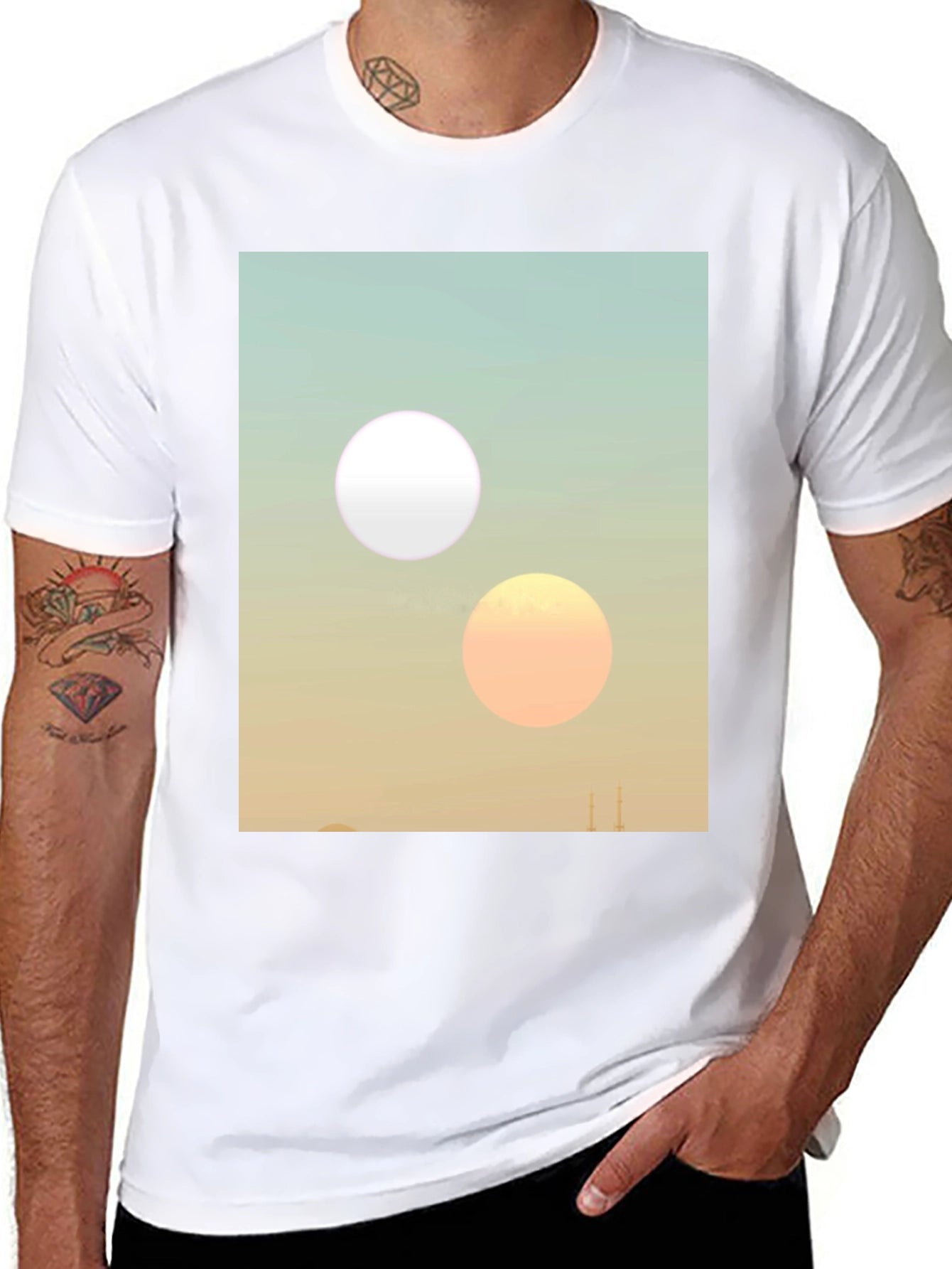 Twin Sun Tee - Sci-Fi Inspired Graphic Print