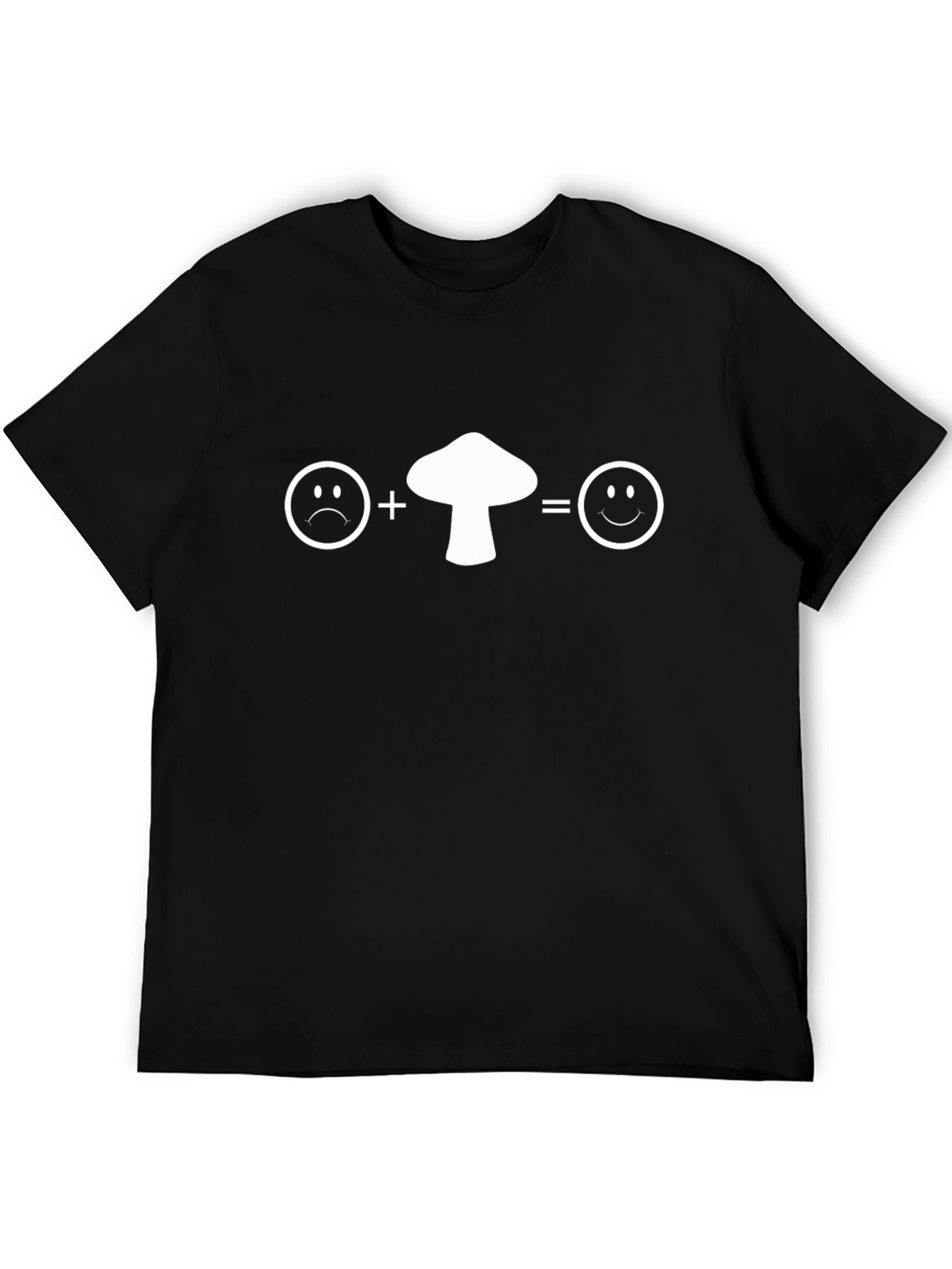 Funny Mushroom T-Shirt: Sad Face Plus Mushroom Equals Happy