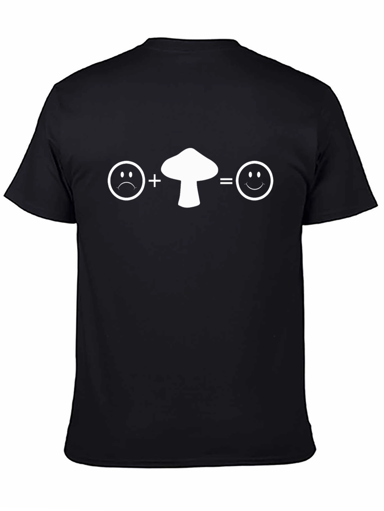 Funny Mushroom T-Shirt: Sad Face Plus Mushroom Equals Happy