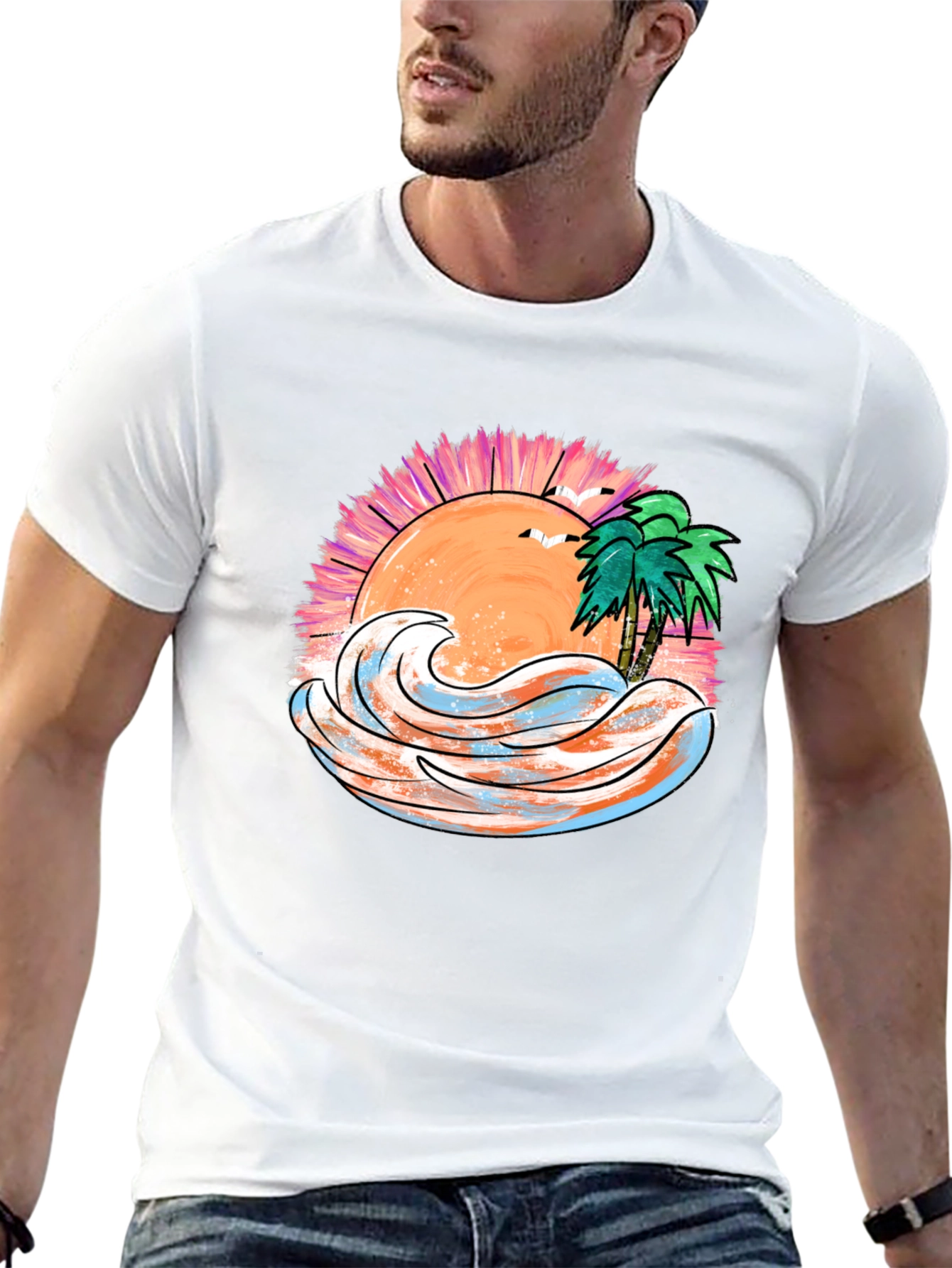 Tropical Sunset Wave Graphic Tee