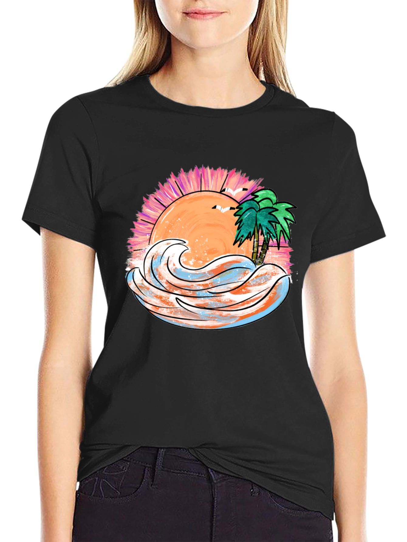 Tropical Sunset Wave Graphic Tee