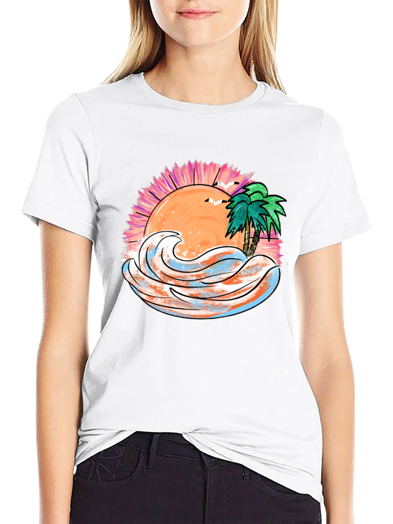 Tropical Sunset Wave Graphic Tee
