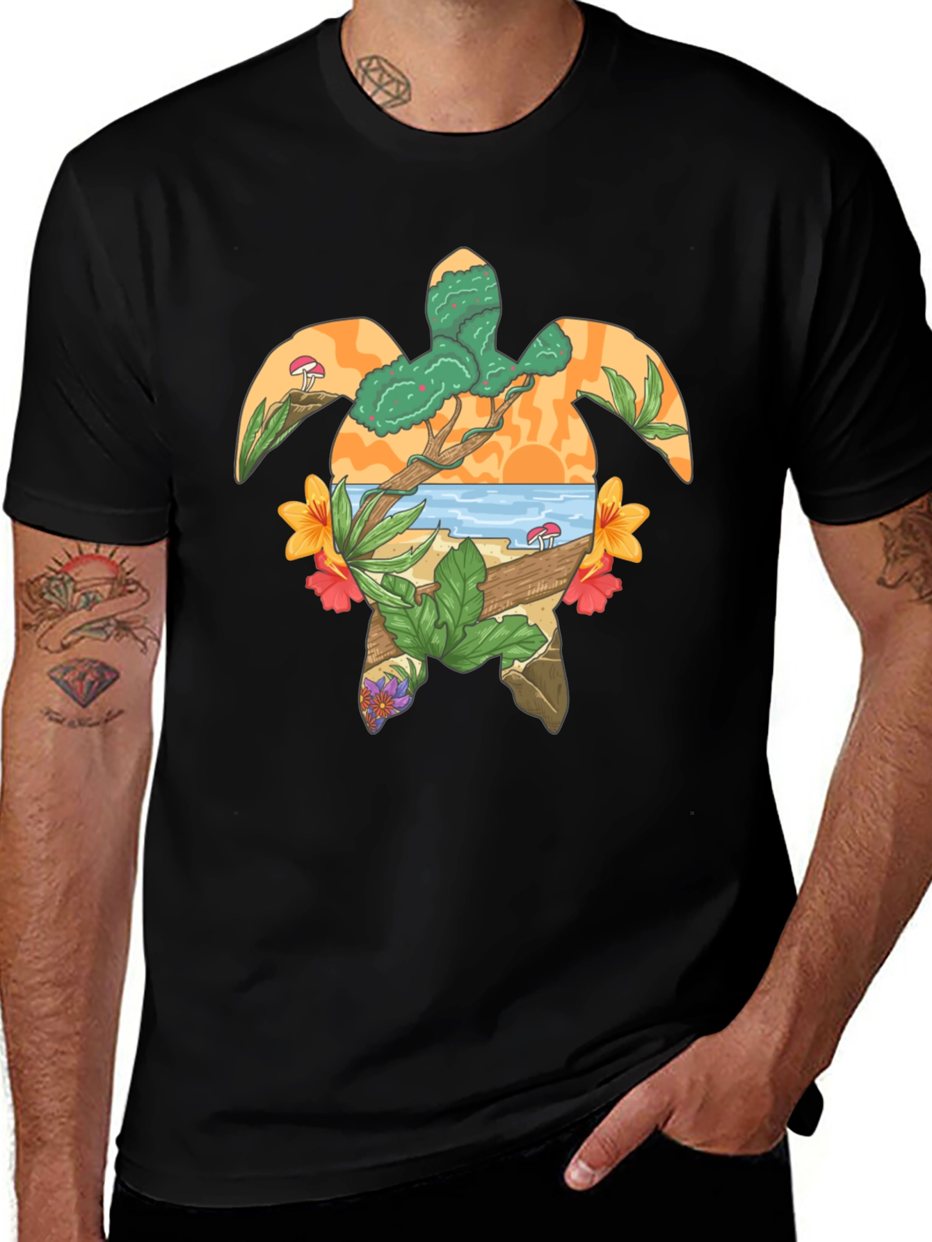 Tropical Turtle Graphic Tee - Island Style