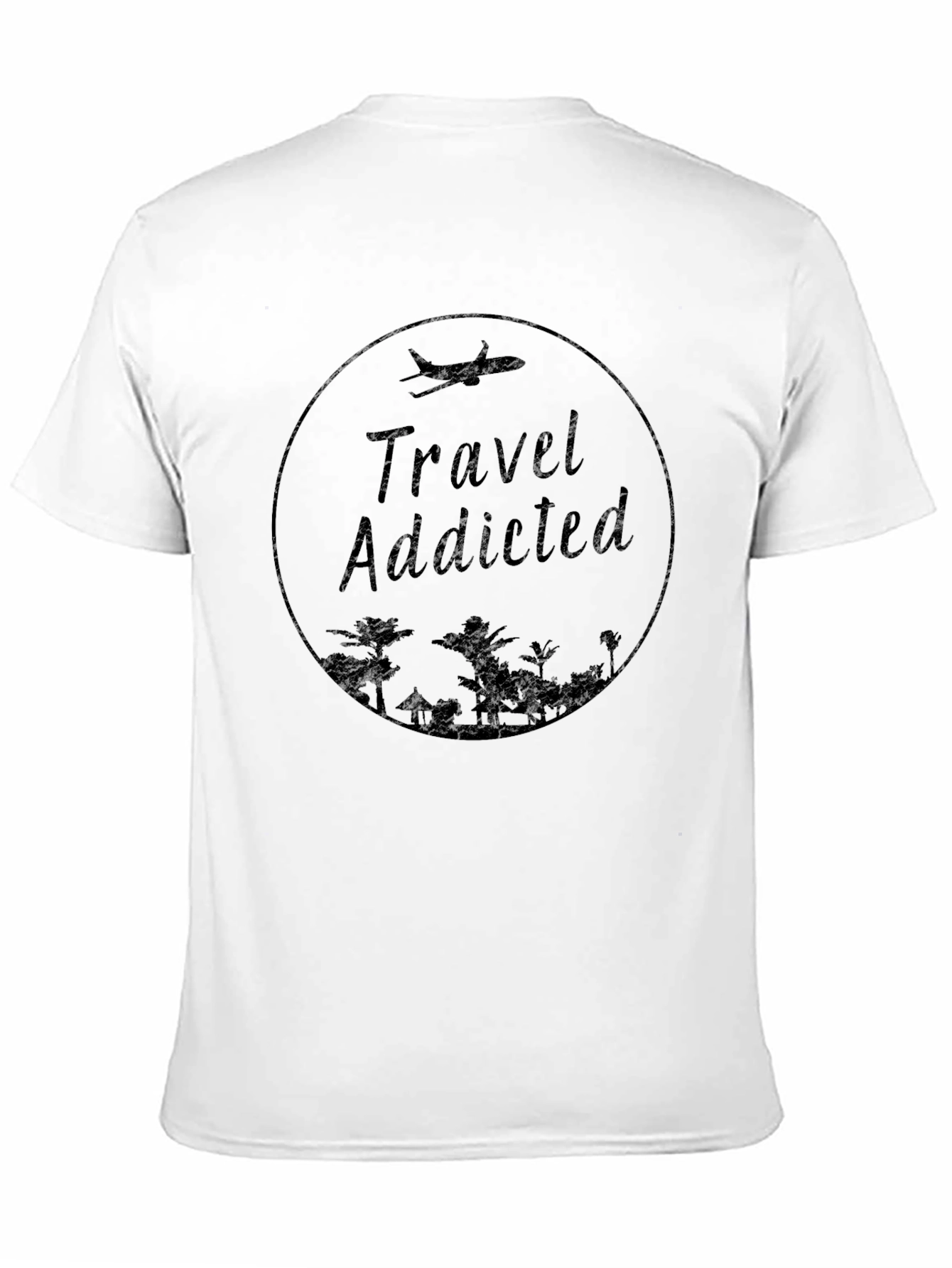 Travel Addicted Graphic Print Crew Neck Tee