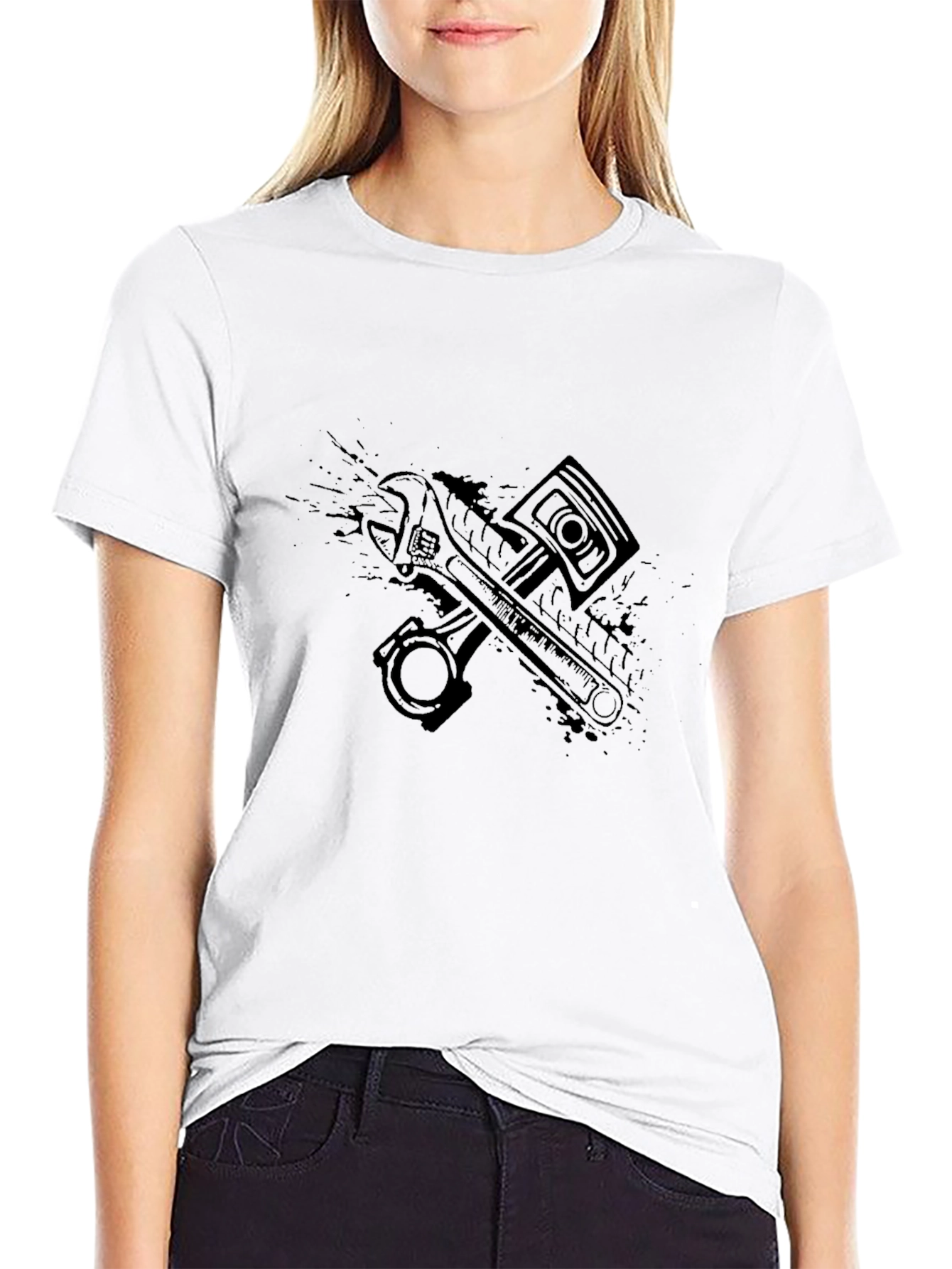 Mens Black Mechanic Graphic T-Shirt