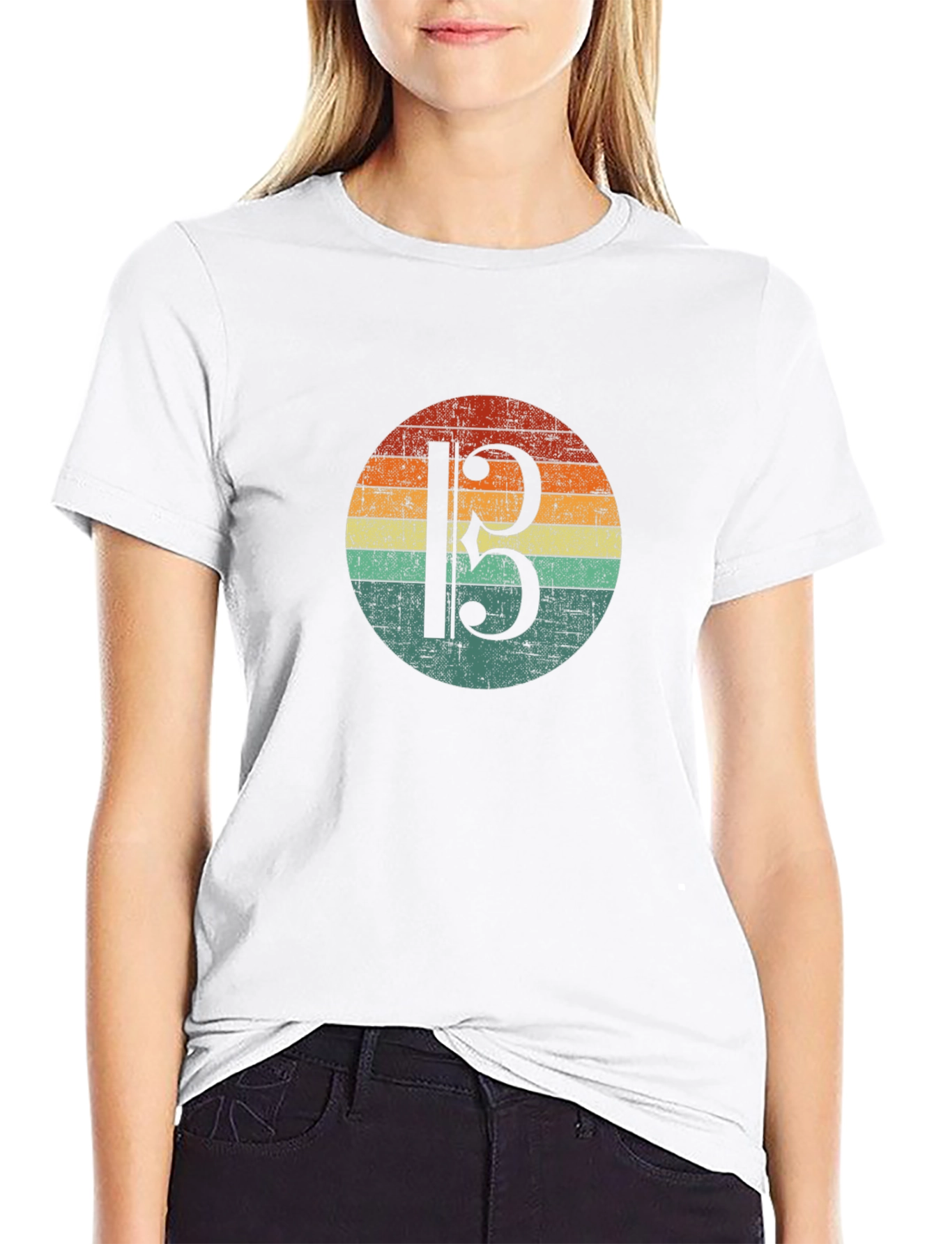 Bass Clef Retro Sunset Graphic T-Shirt