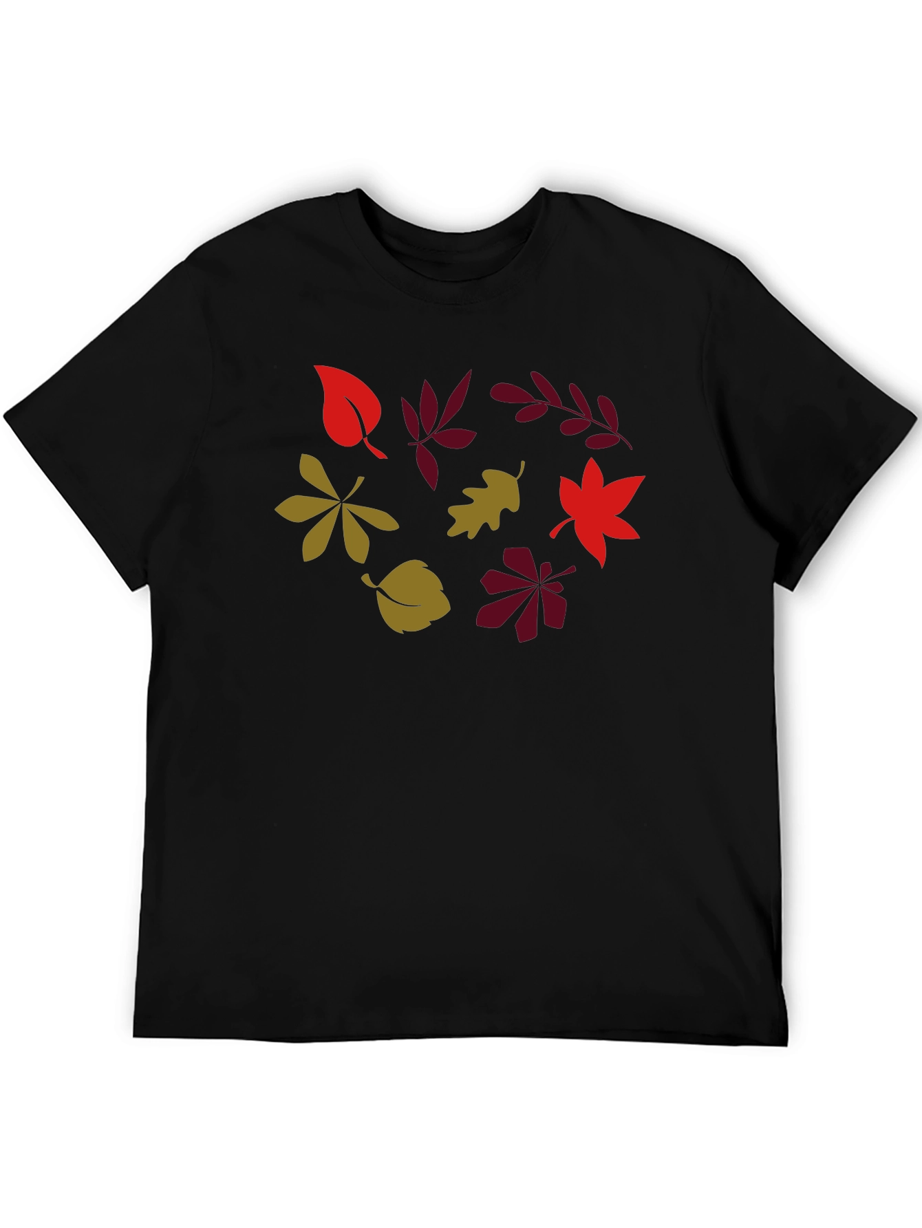 Autumn Leaves Graphic Print Black T-Shirt
