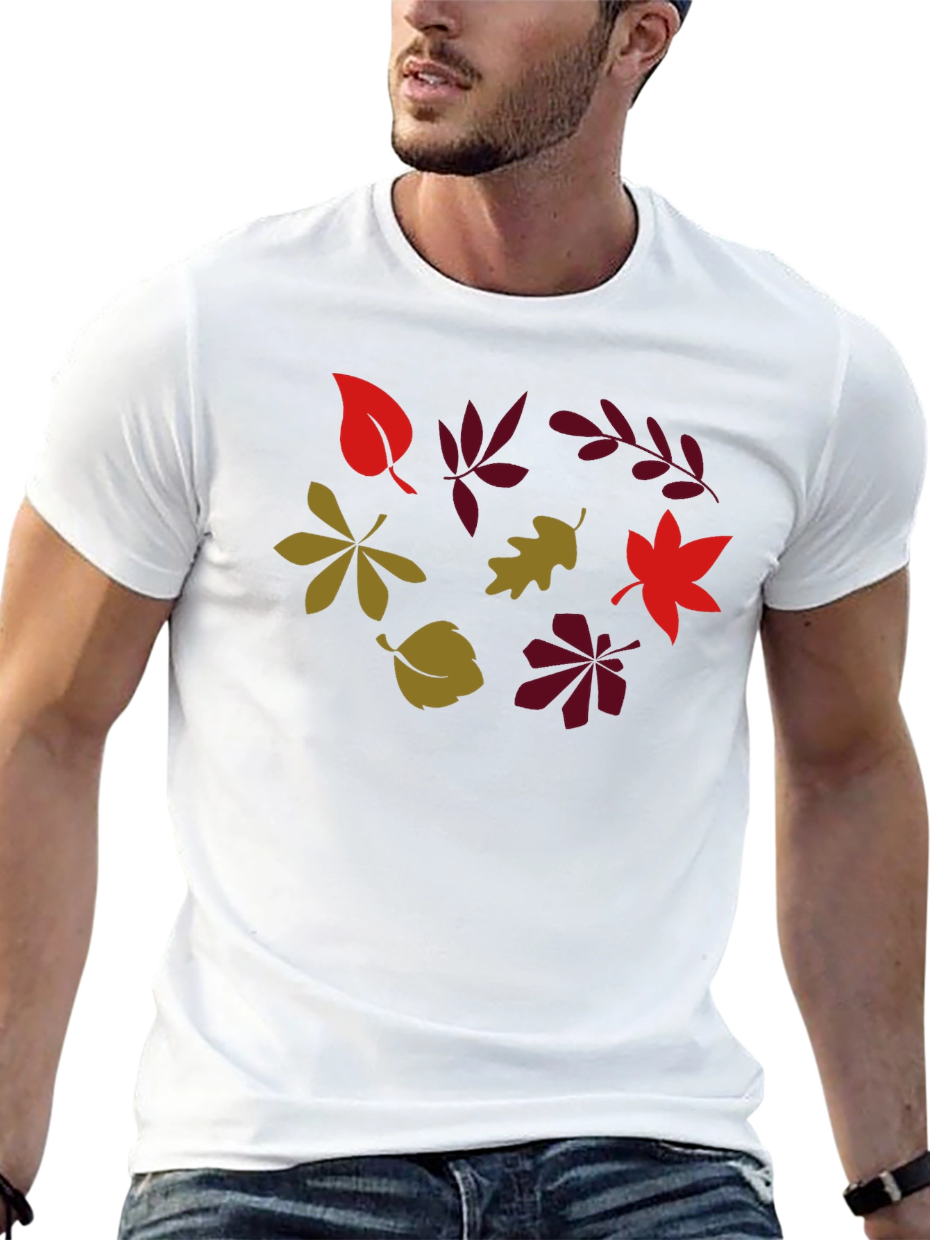 Autumn Leaves Graphic Print Black T-Shirt