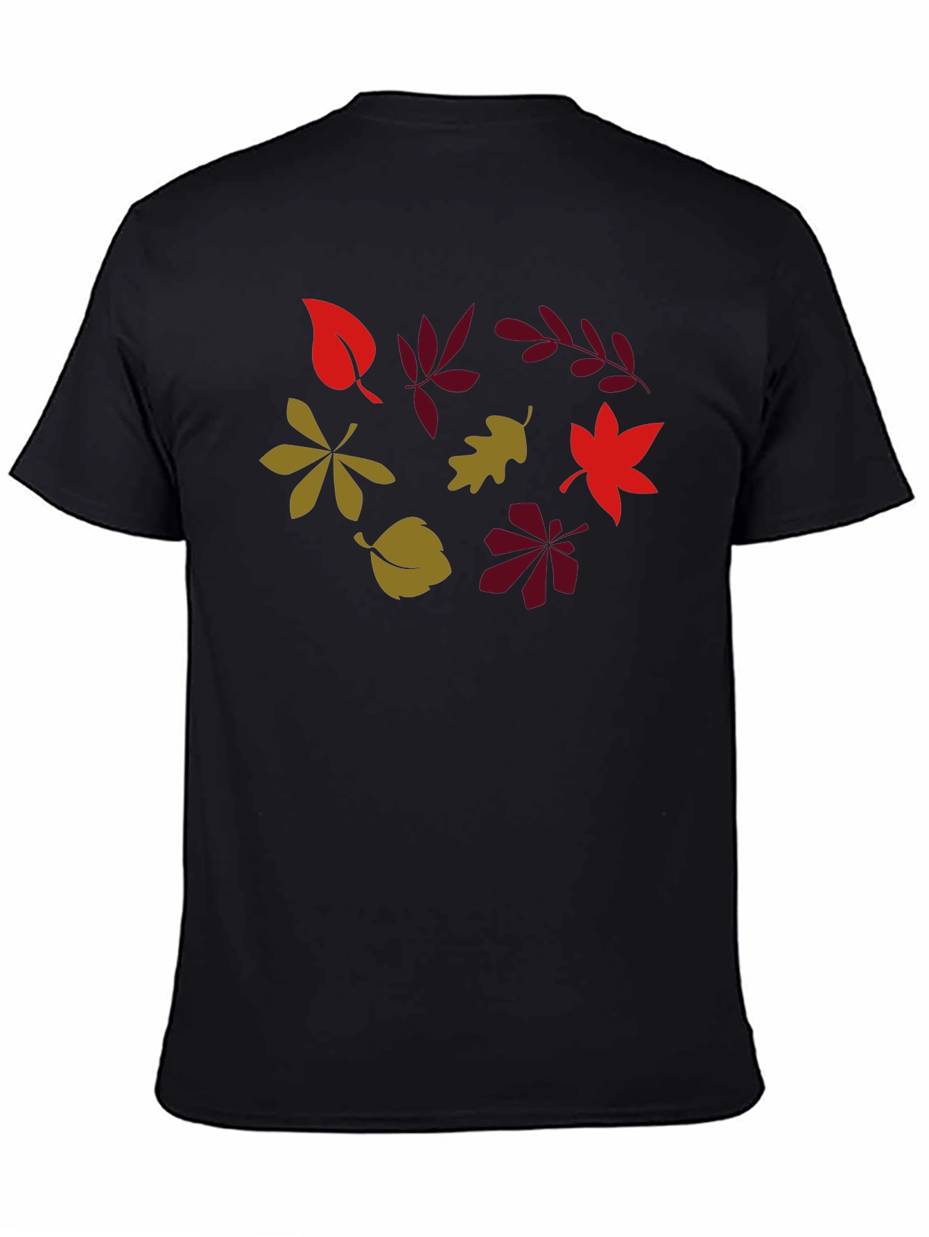 Autumn Leaves Graphic Print Black T-Shirt