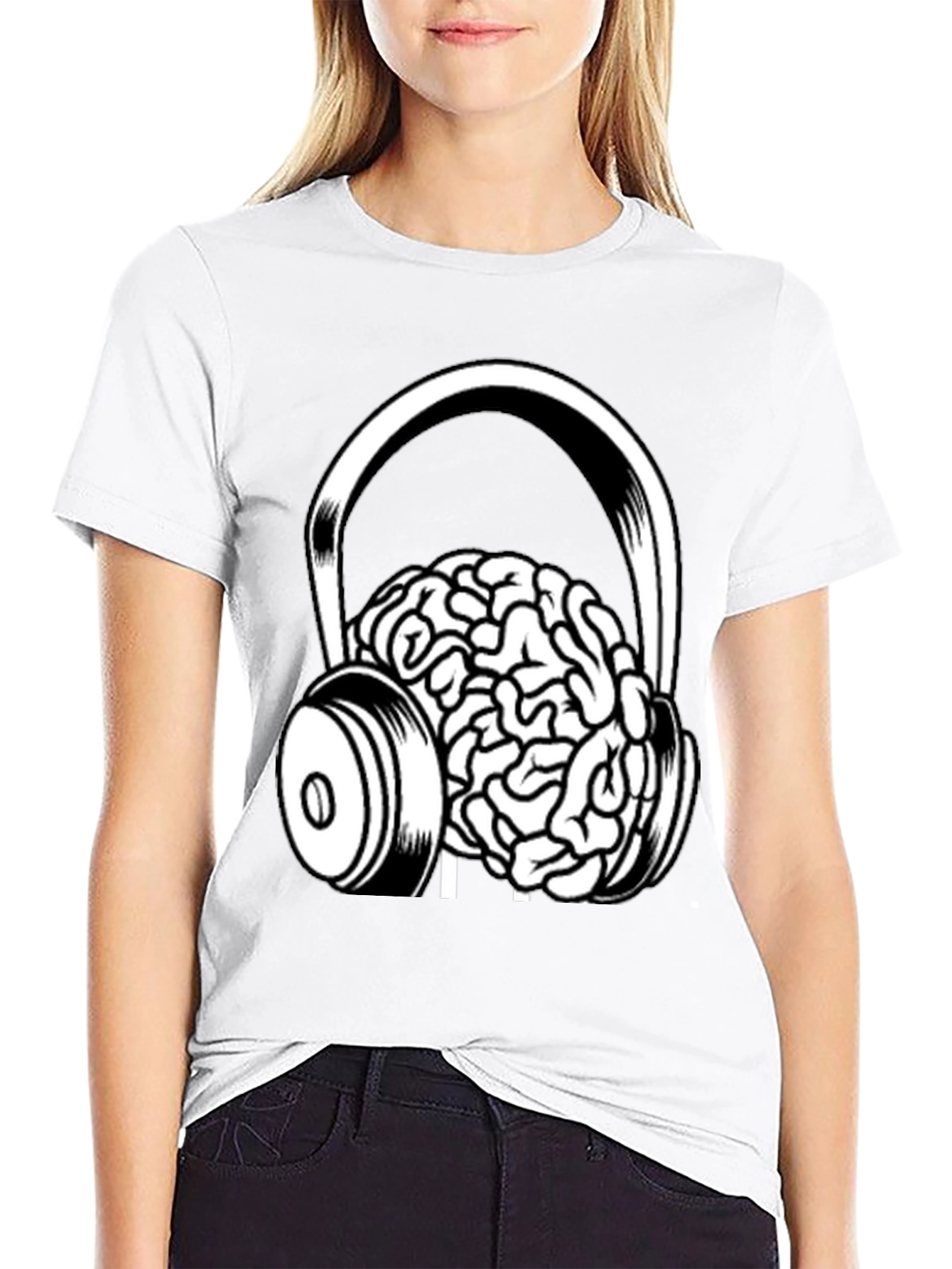 Brain in Headphones Graphic T-Shirt