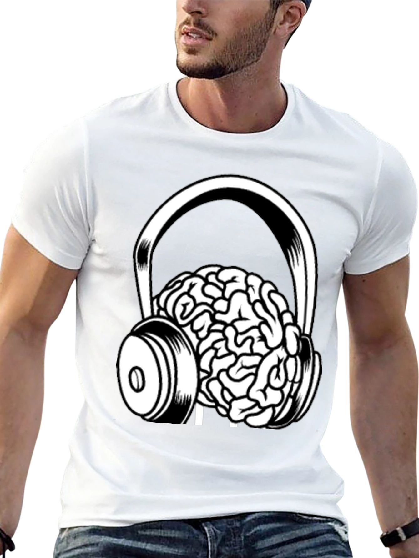 Brain in Headphones Graphic T-Shirt