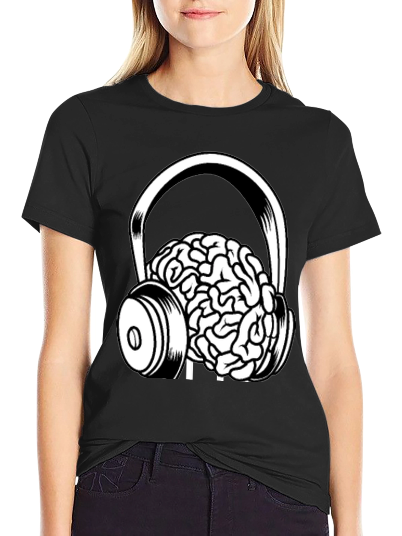 Brain in Headphones Graphic T-Shirt