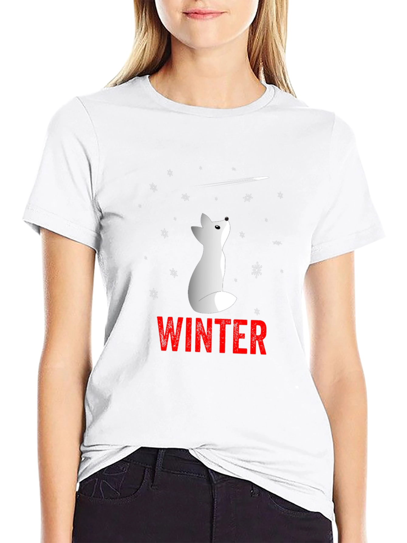 Winter Fox Graphic Tee - Black Unisex T-Shirt