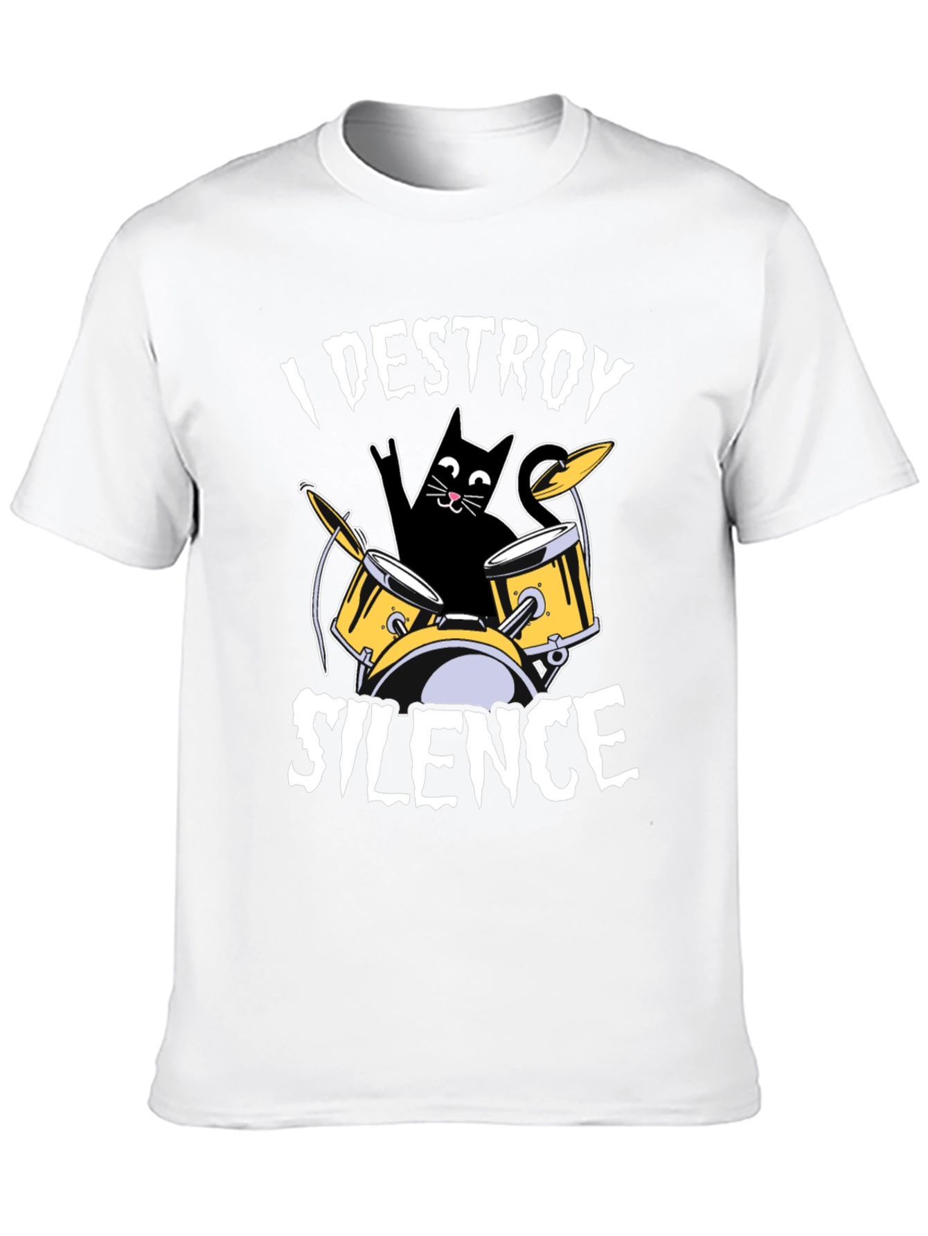 I Destroy Silence Cat Drummer T-Shirt