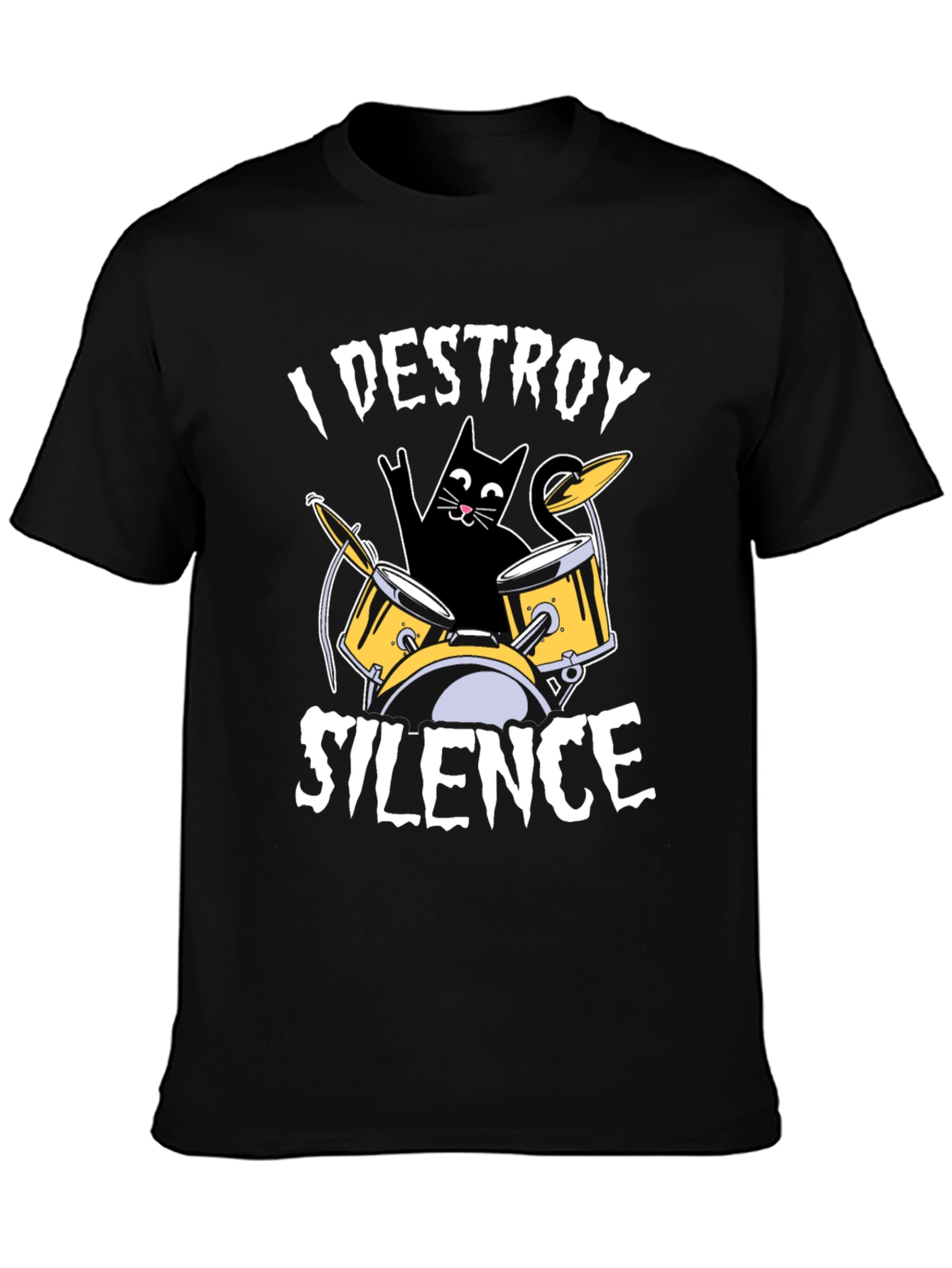 I Destroy Silence Cat Drummer T-Shirt