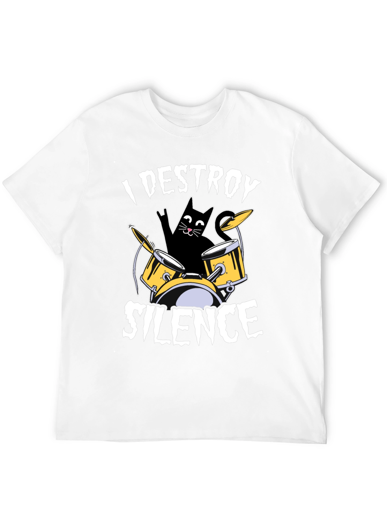 I Destroy Silence Cat Drummer T-Shirt