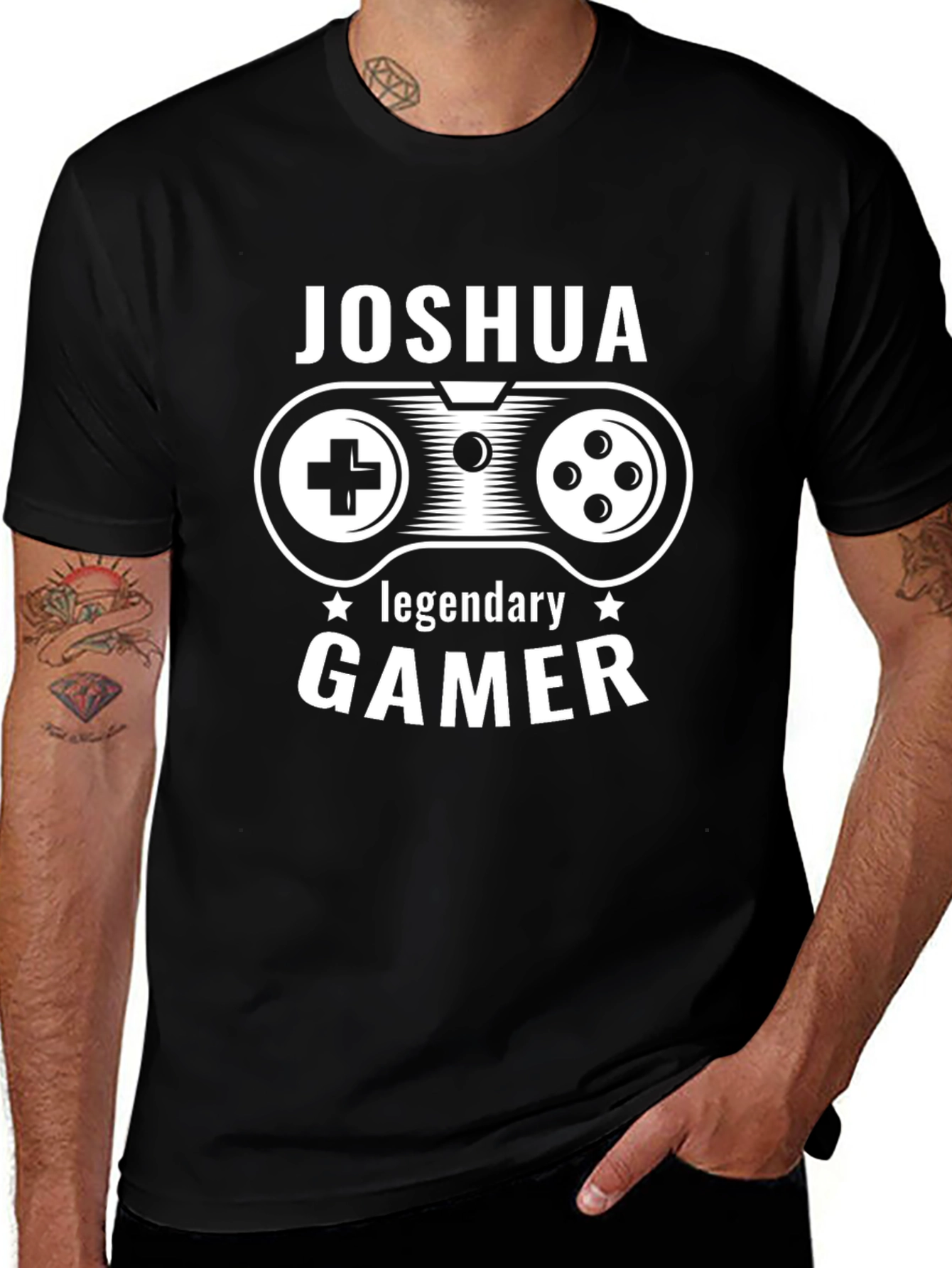 Joshua: Legendary Gamer Black Graphic Tee