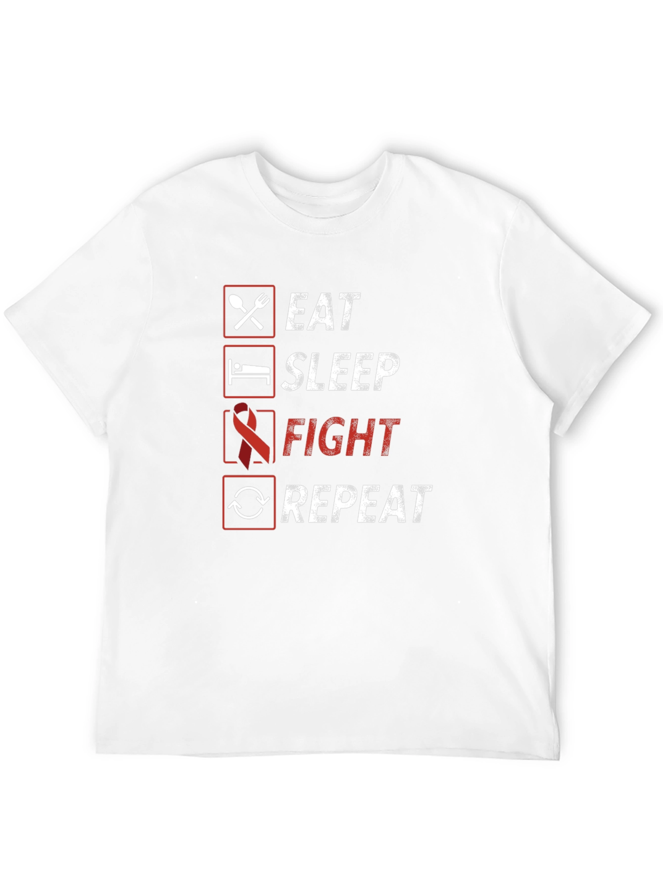 Eat Sleep Fight Repeat Graphic Tee - Awareness T-Shirt