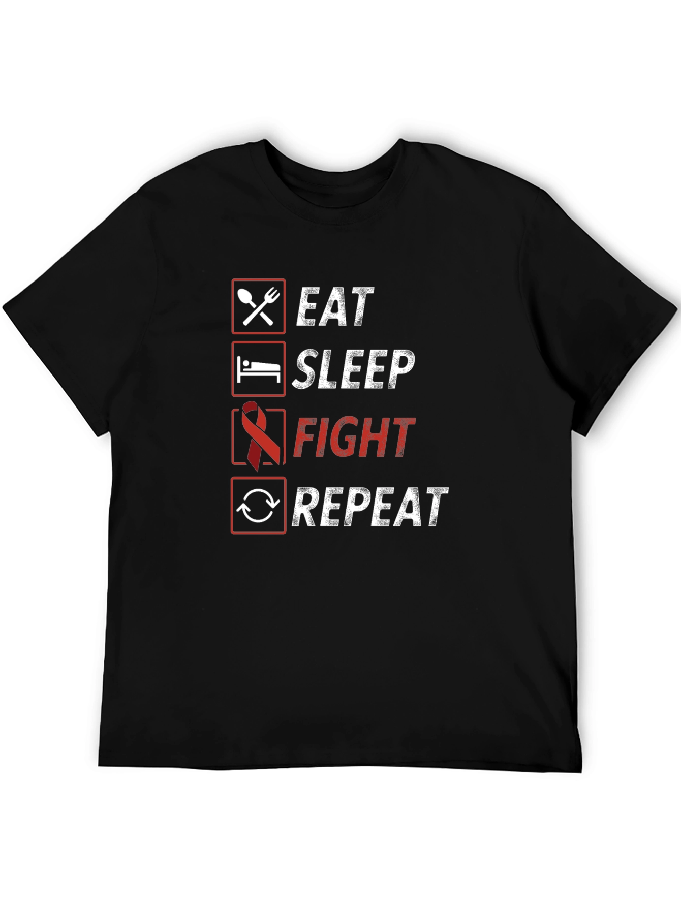 Eat Sleep Fight Repeat Graphic Tee - Awareness T-Shirt