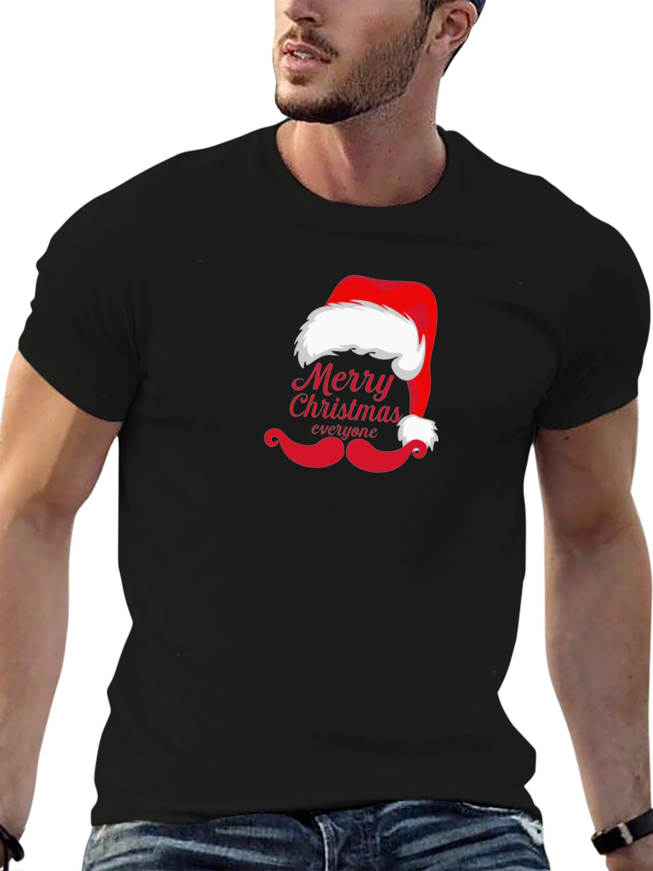 Merry Christmas Hat & Mustache T-Shirt