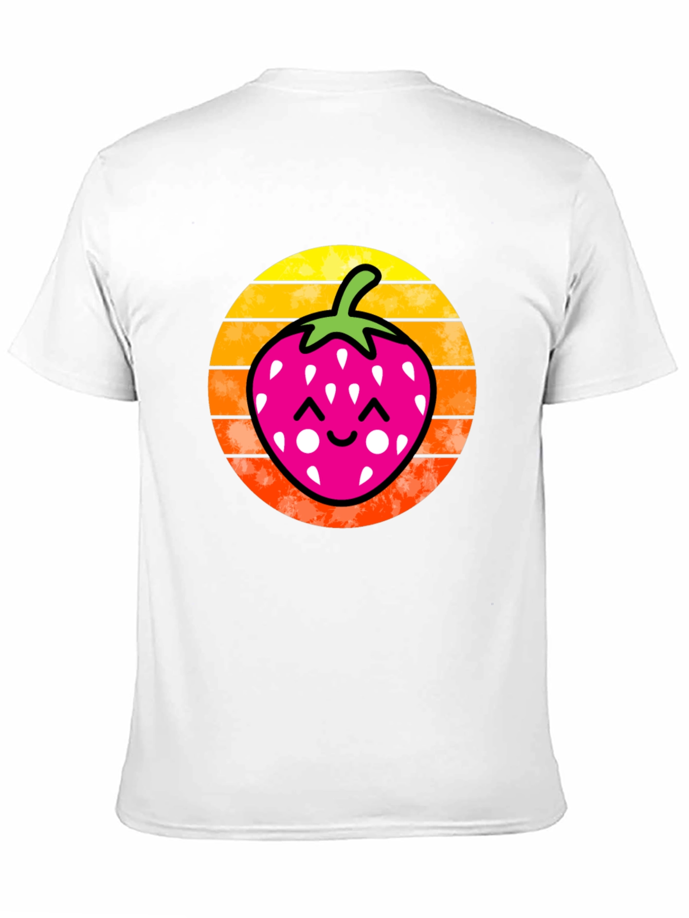 Strawberry Sunset Graphic Tee - Black Cotton Shirt