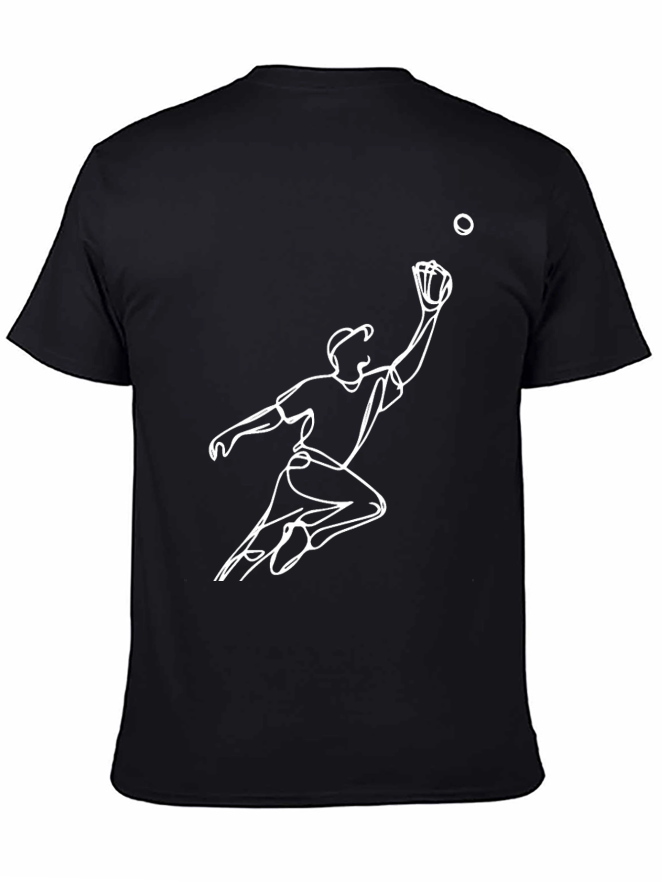 Baseball Player Catch Line Art Graphic T-Shirt