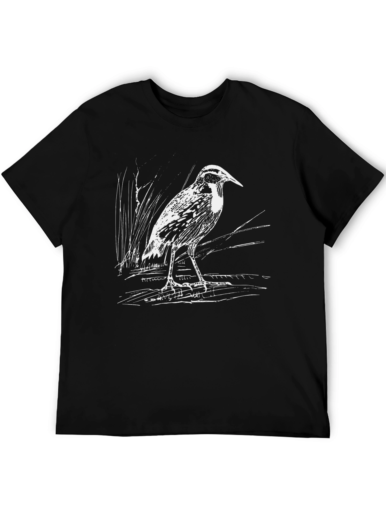 Heron Graphic Tee - Black Cotton T-Shirt