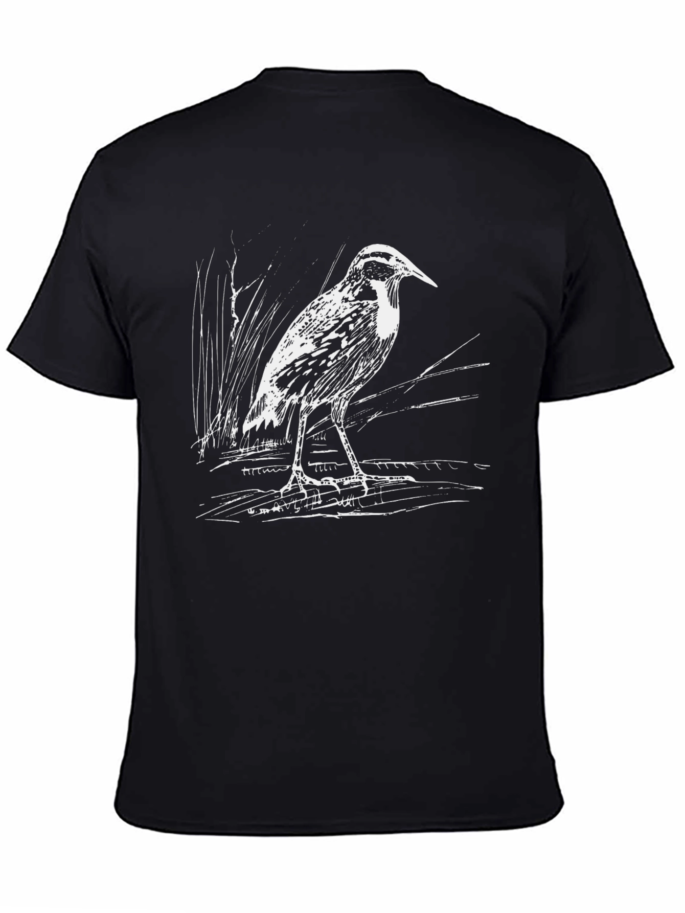 Heron Graphic Tee - Black Cotton T-Shirt