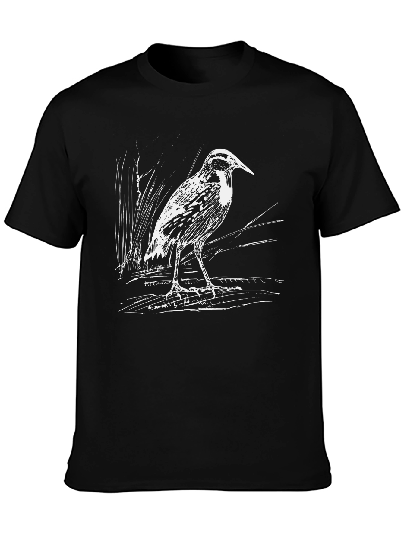 Heron Graphic Tee - Black Cotton T-Shirt