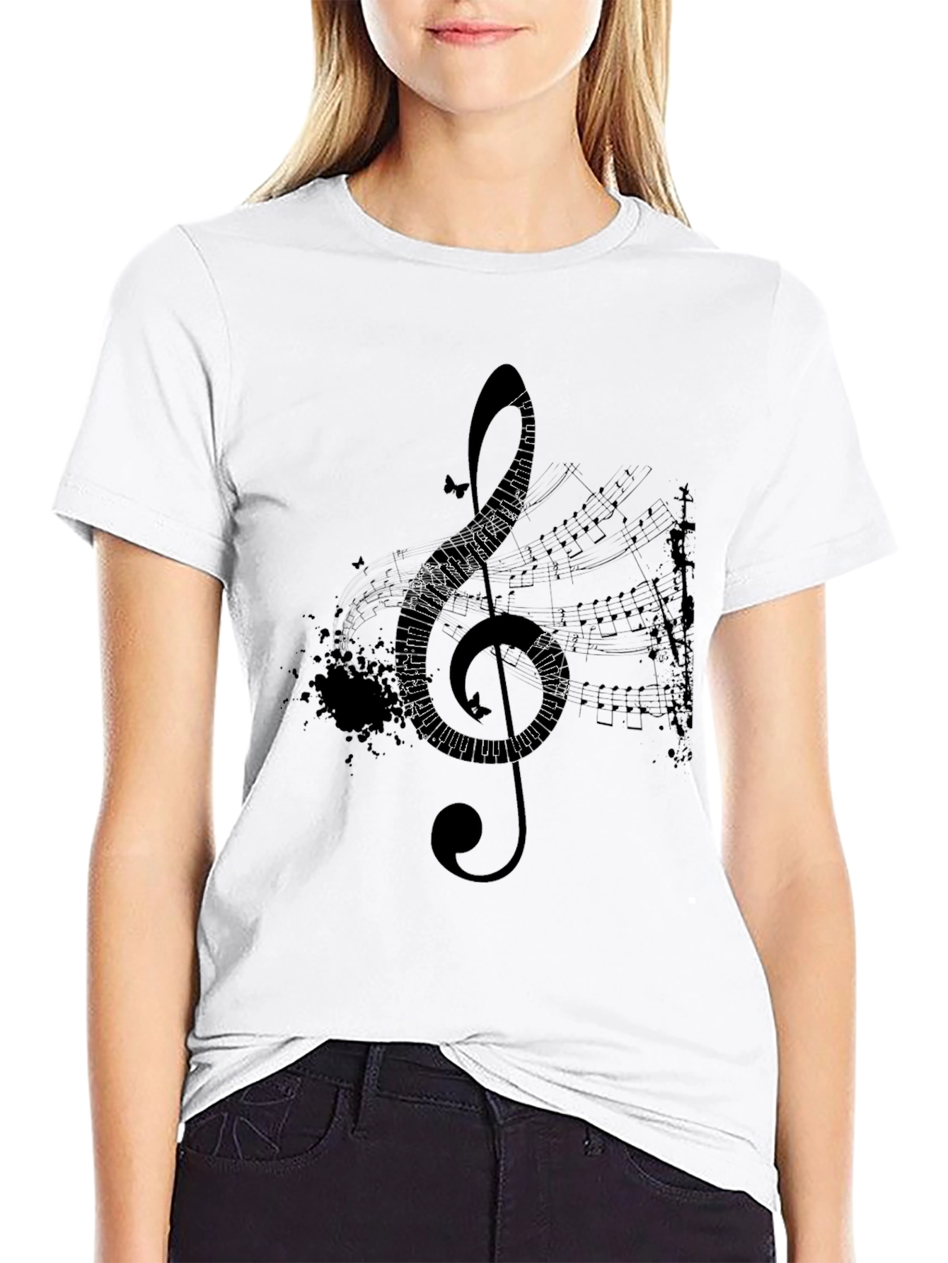 Musical Clef Graphic T-Shirt - Black