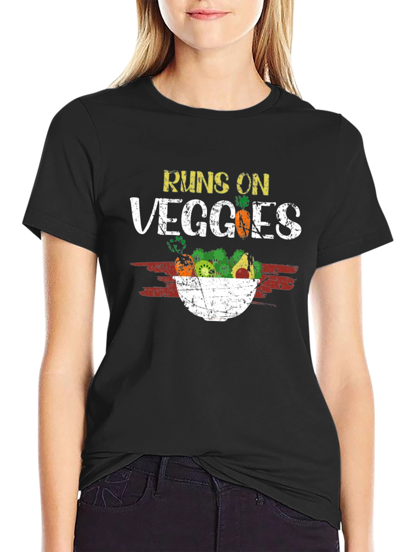 Runs on Veggies T-Shirt - Vegan Vegetarian Tee