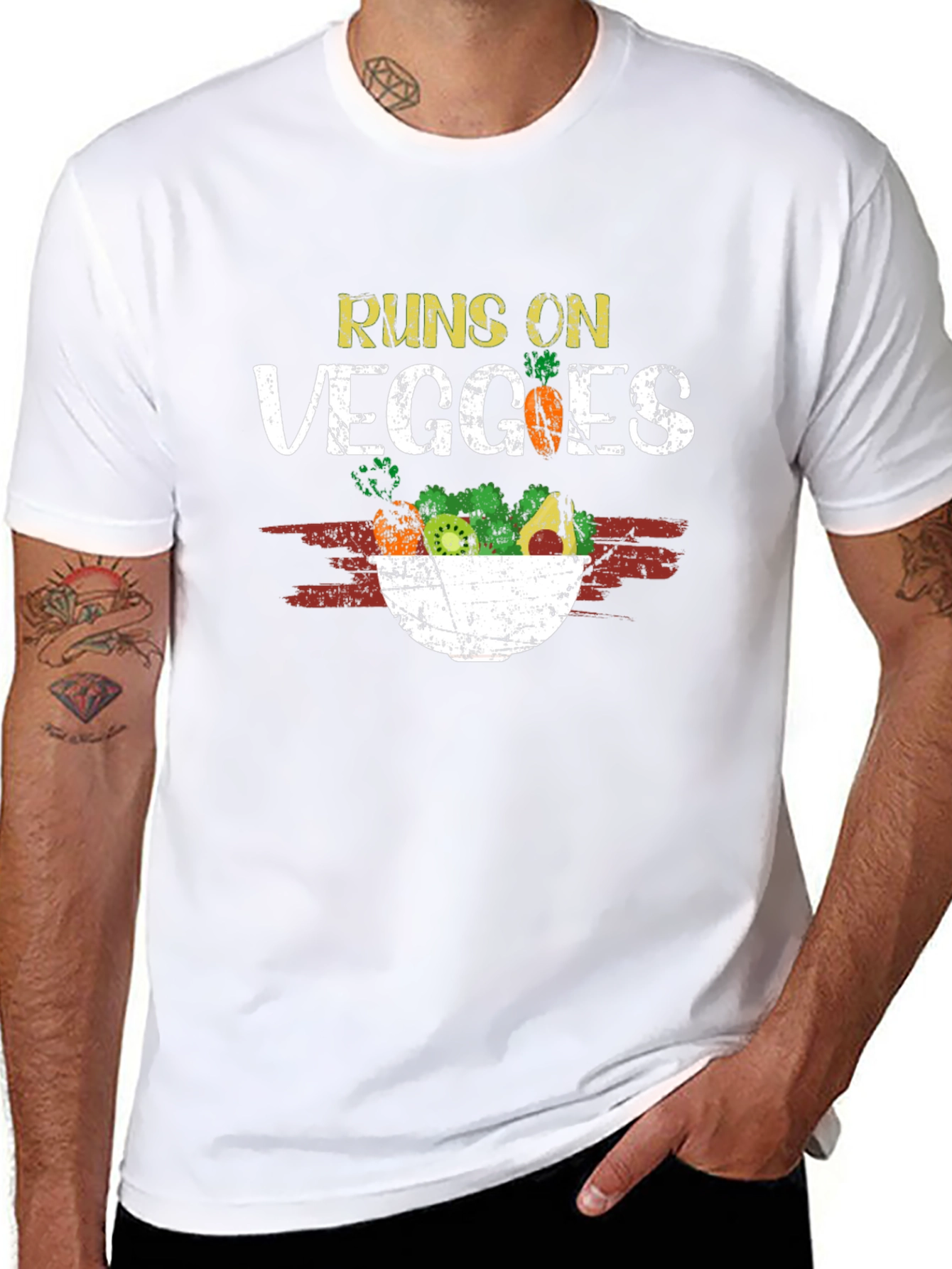Runs on Veggies T-Shirt - Vegan Vegetarian Tee