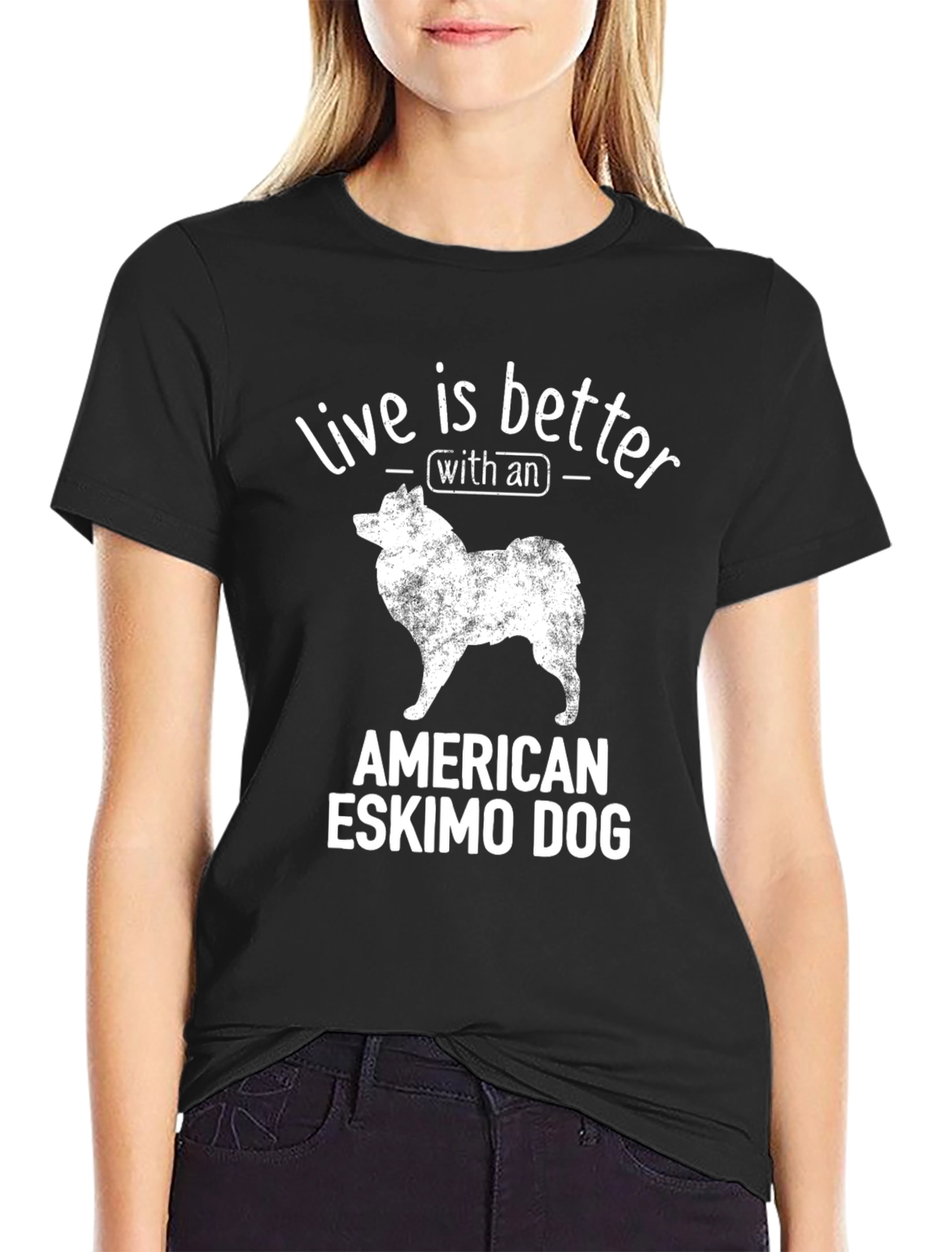 American Eskimo Dog T-Shirt: Live Is Better